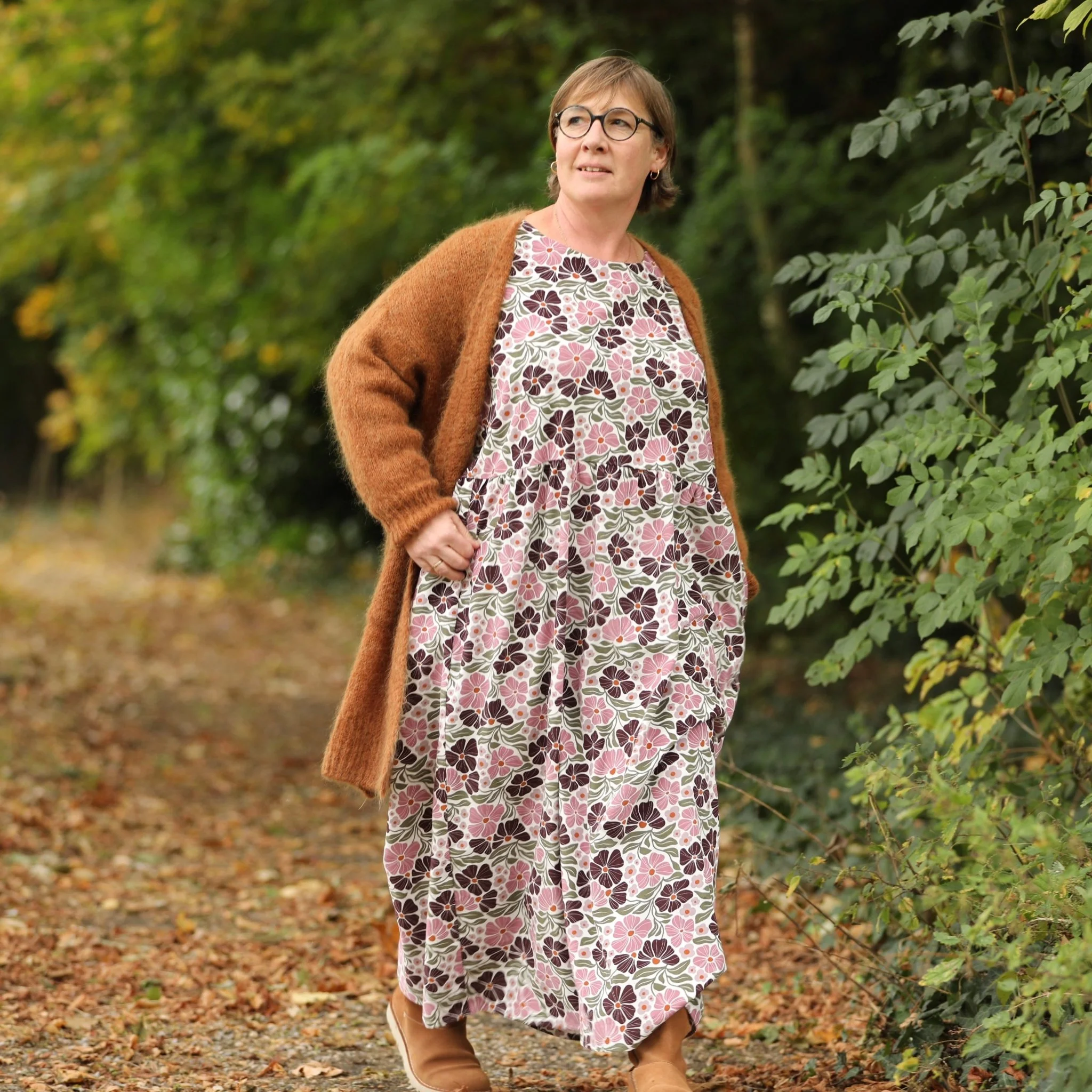 Robe Anaëlle - Velours milleraies Camel - Image 10