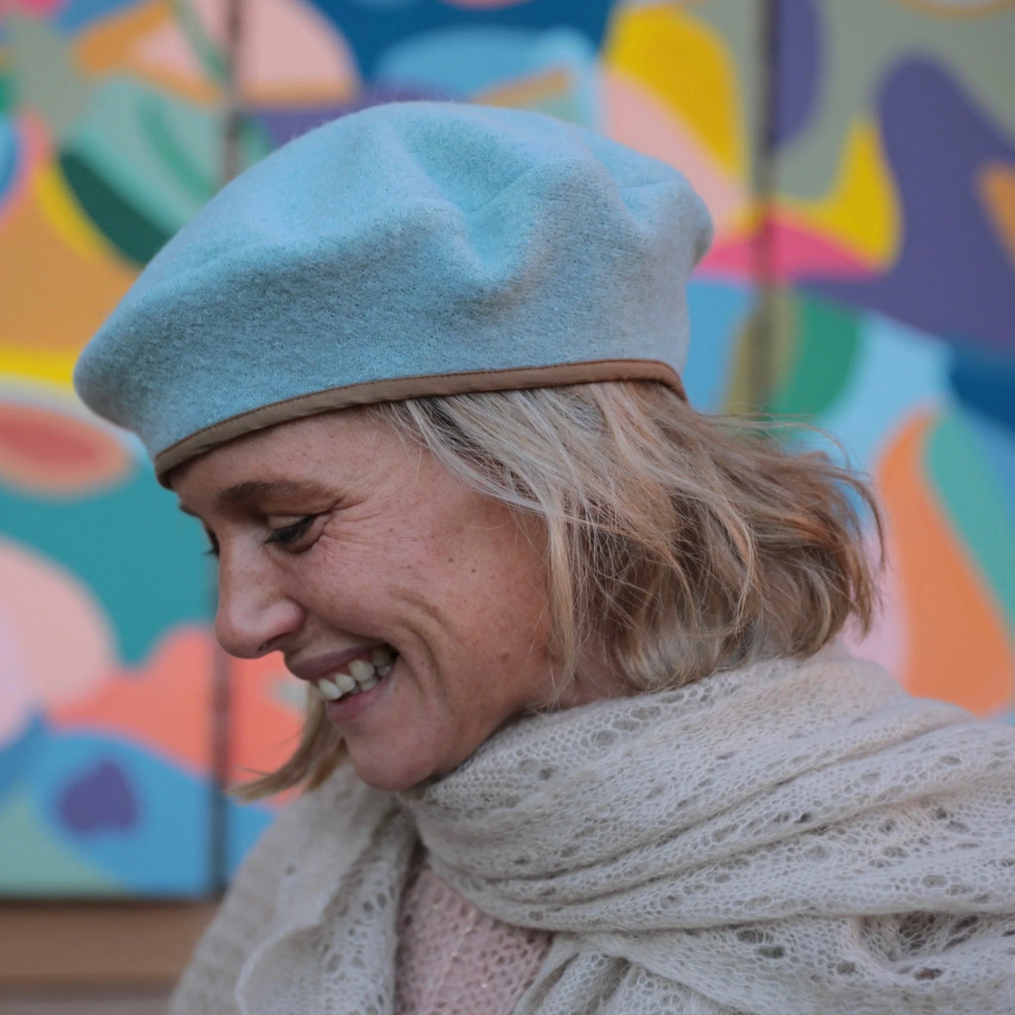 Beret Côme - laine bouillie bleu ciel - Image 5