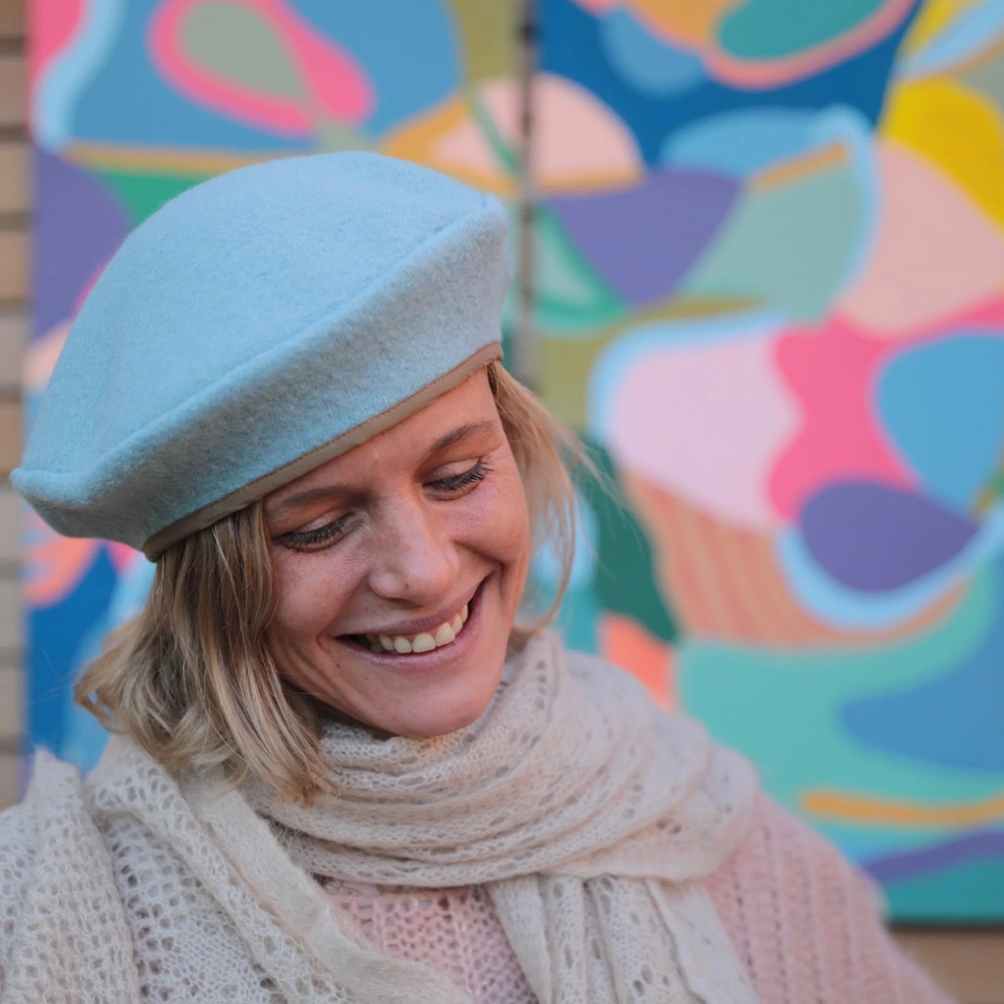 Beret Côme - laine bouillie bleu ciel - Image 6