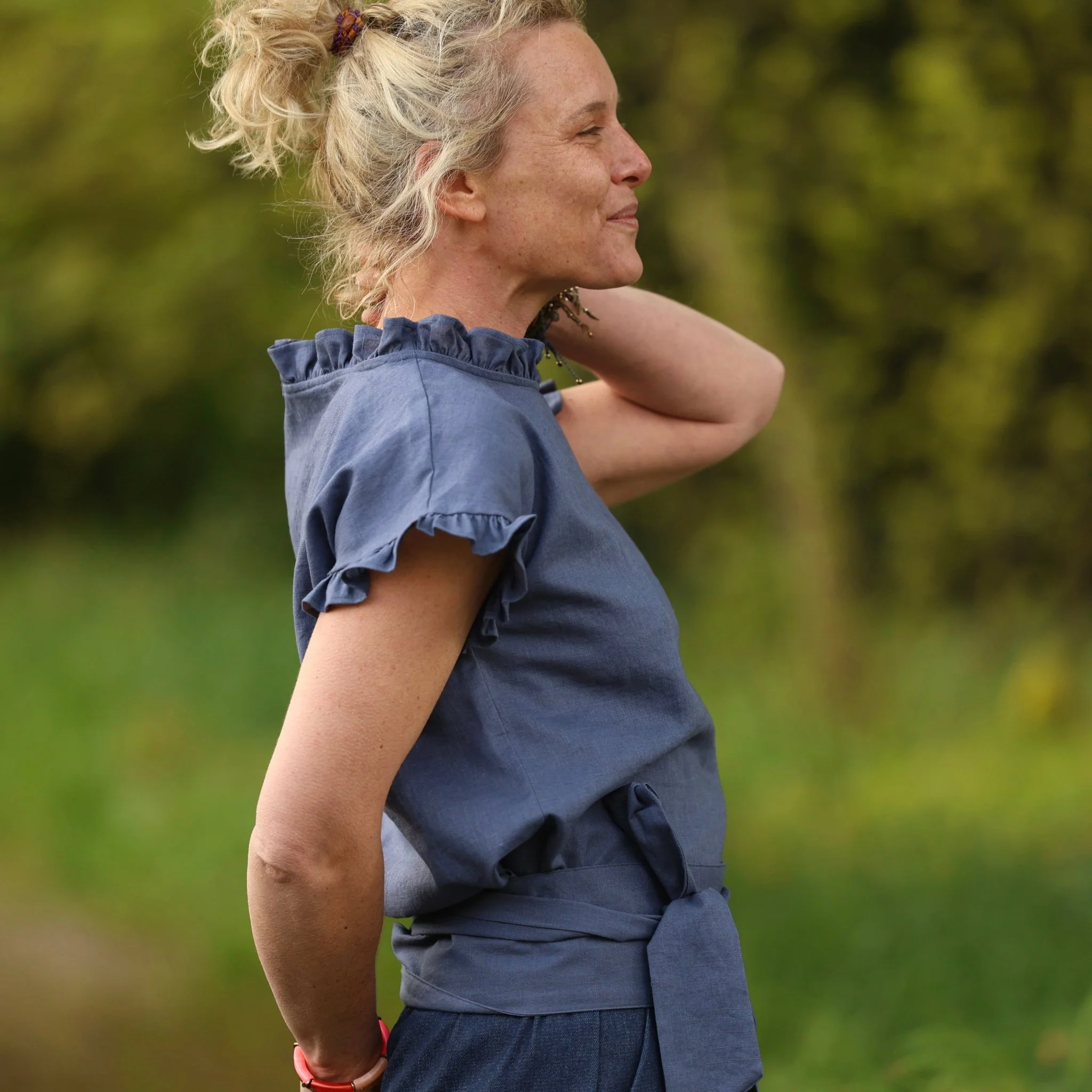 Blouse Camélia – Lin bleu jeans - Image 7