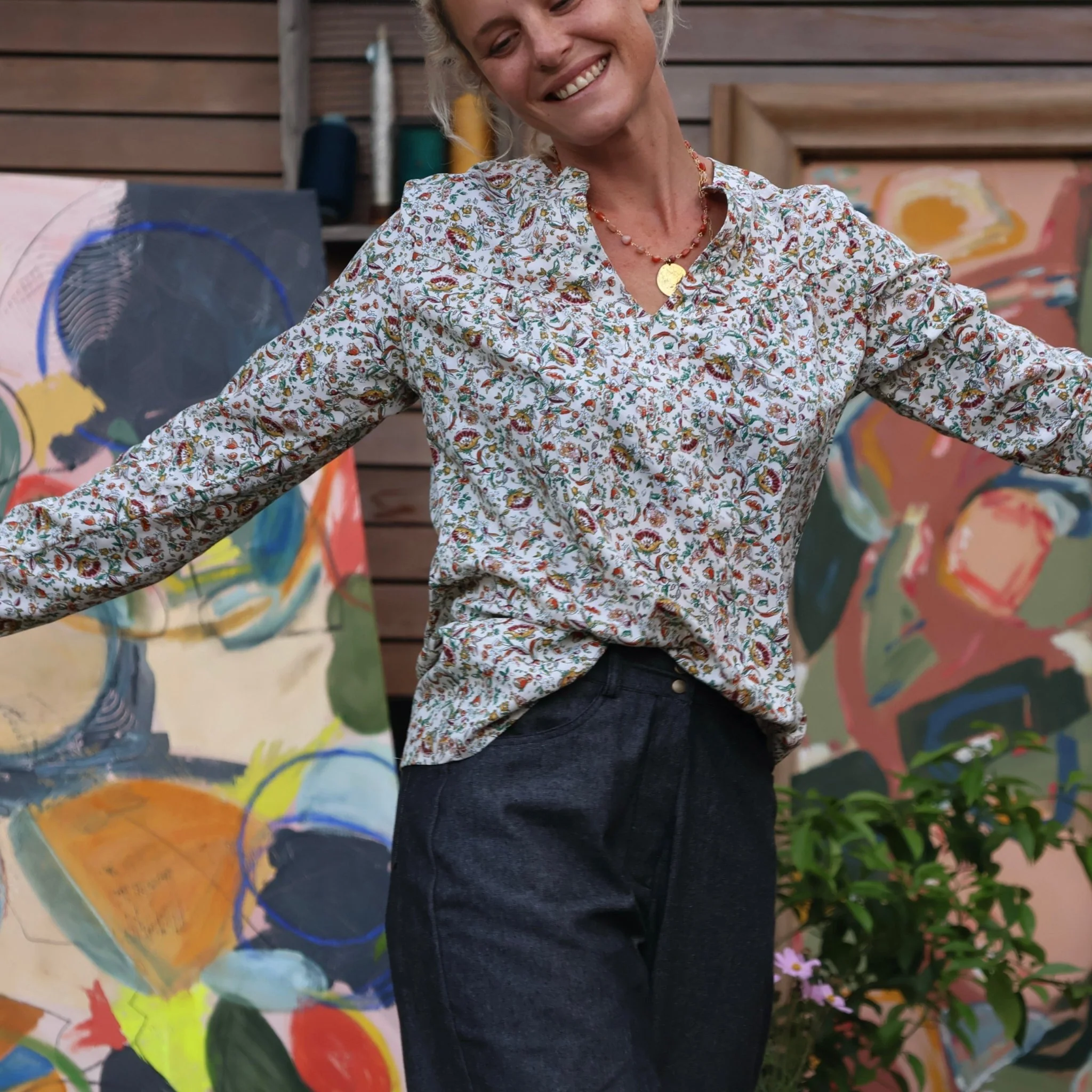 Blouse Léone - viscose fleurs précieuses - Image 8