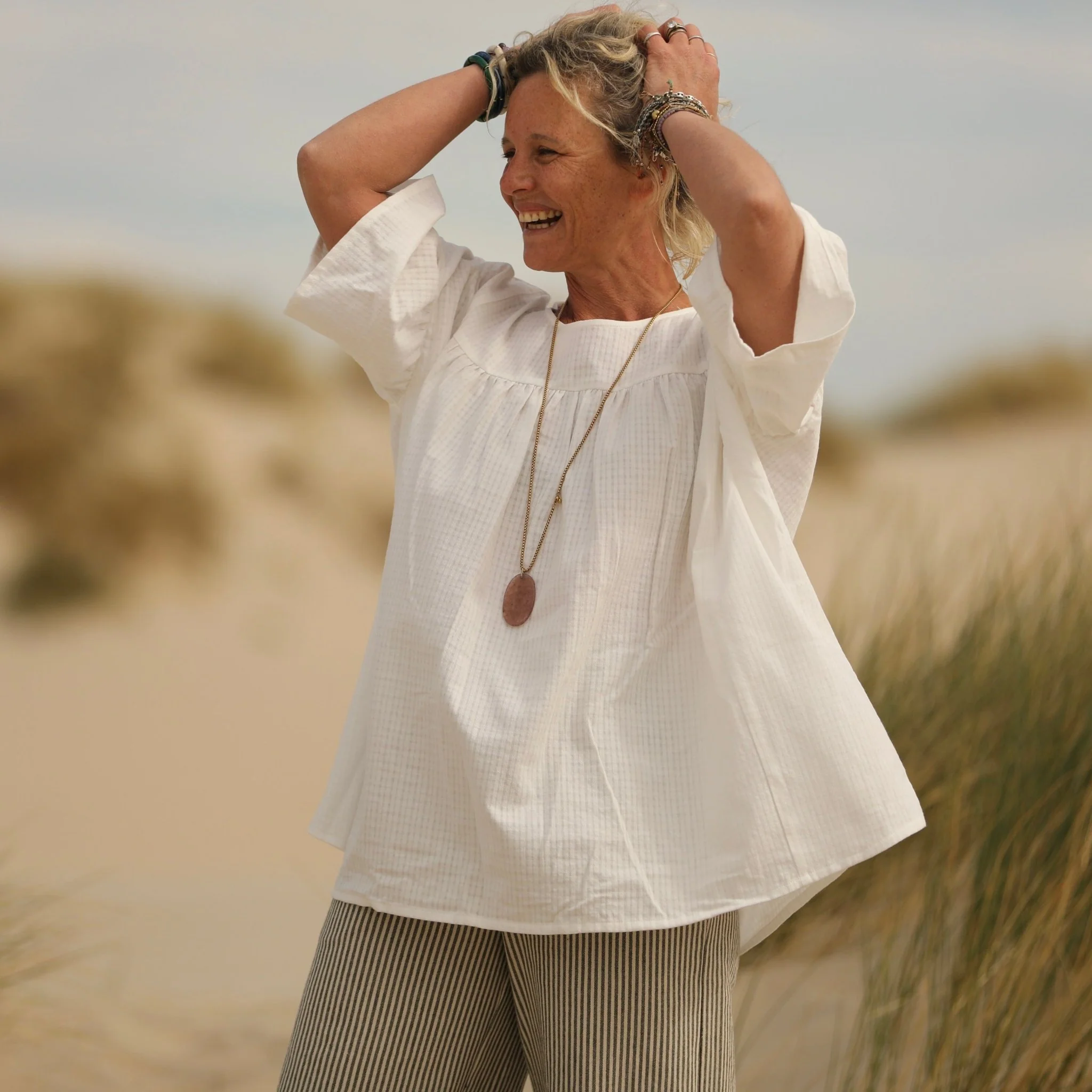 Blouse Léopoldine - double gaze de coton blanche - Image 3