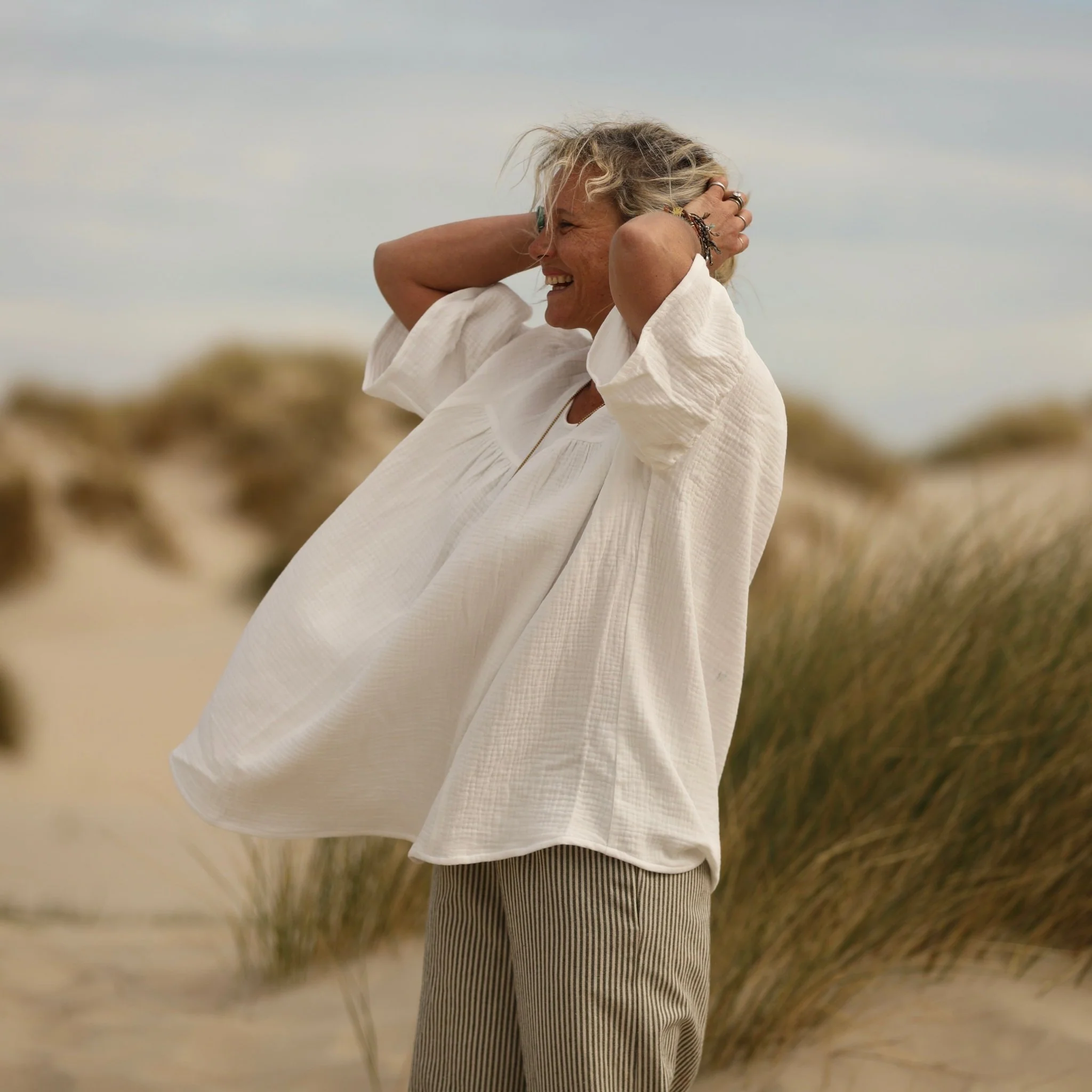 Blouse Léopoldine - double gaze de coton blanche - Image 4