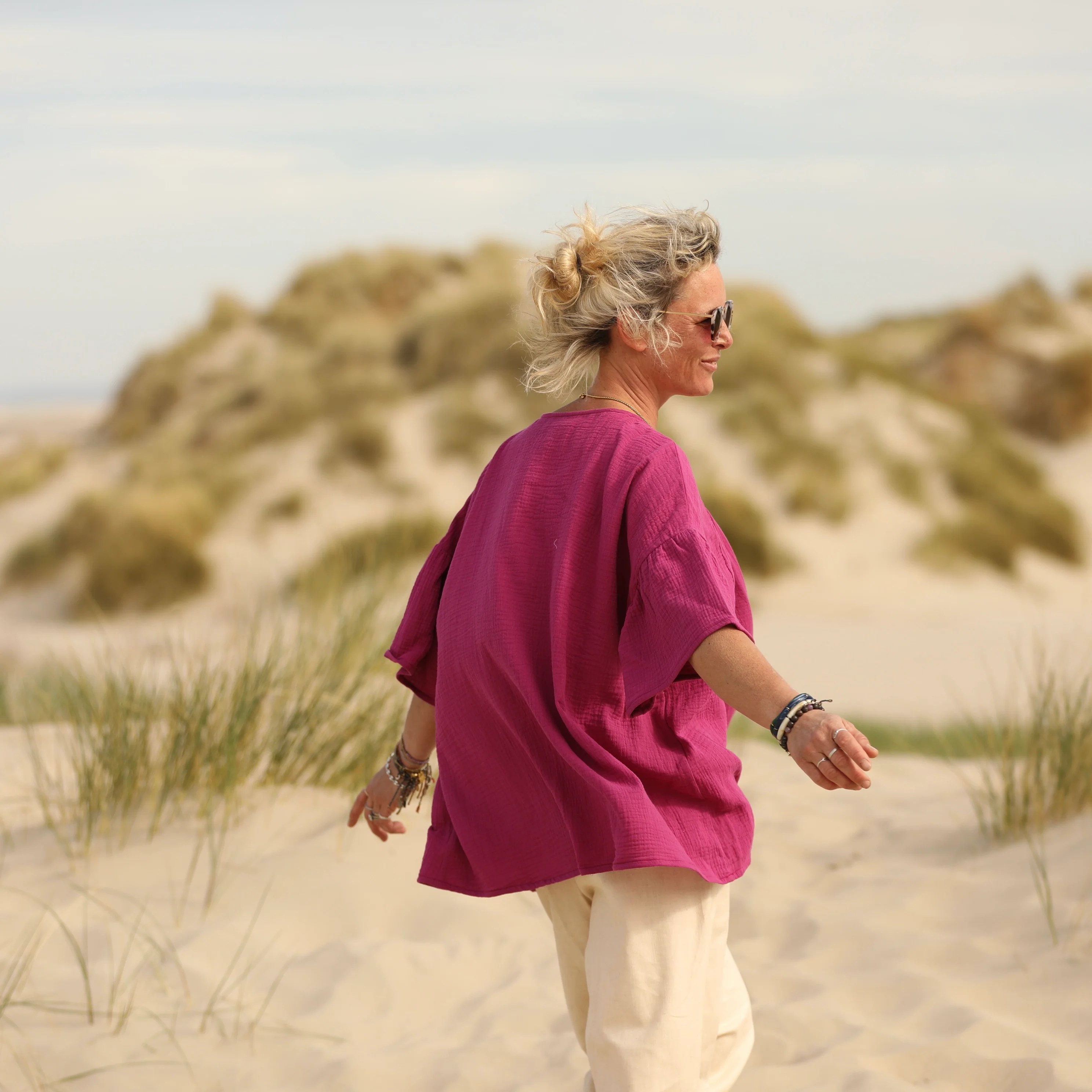 Blouse Léopoldine - double gaze de coton bougainvilier - Image 3