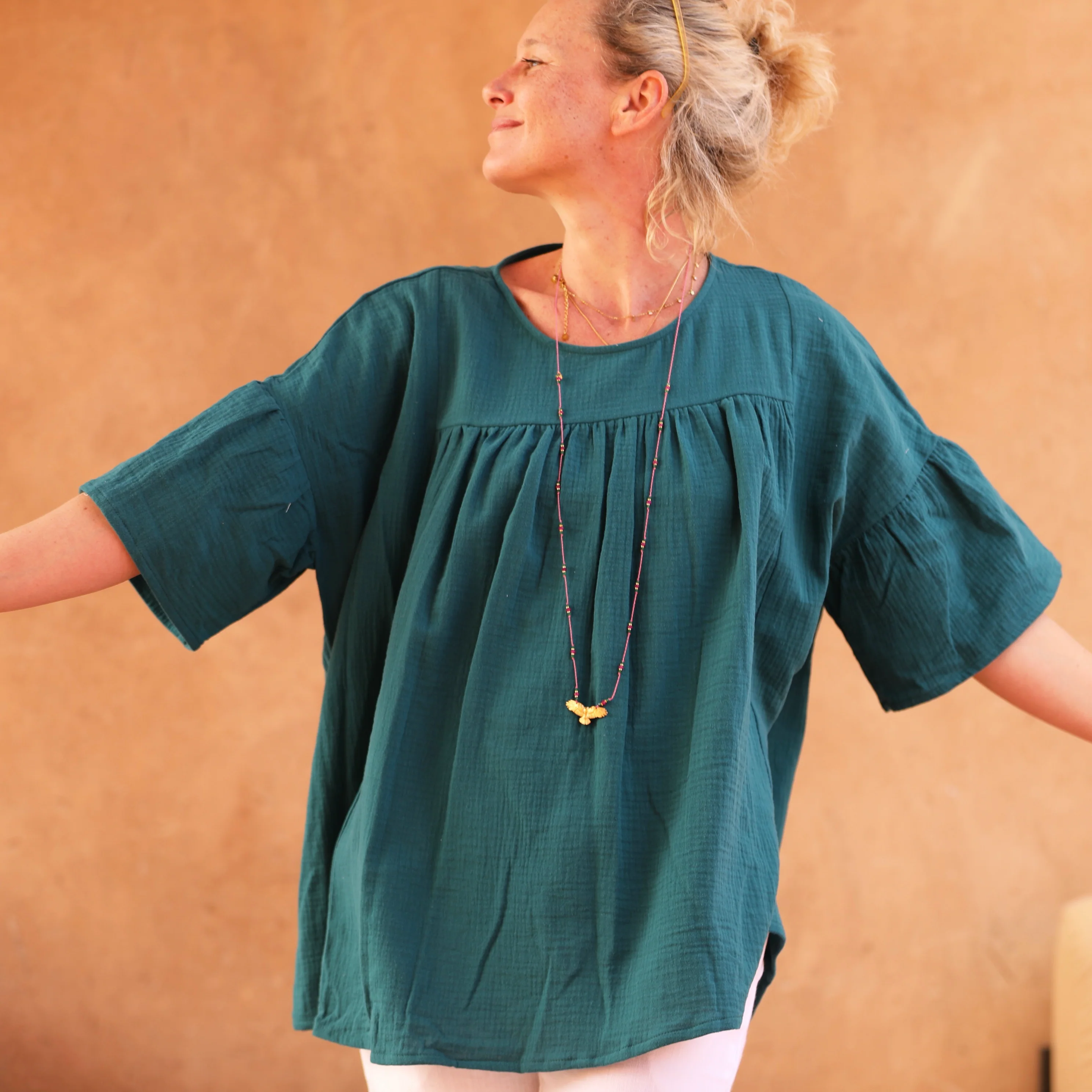 Blouse Léopoldine - double gaze de coton canard - Image 3