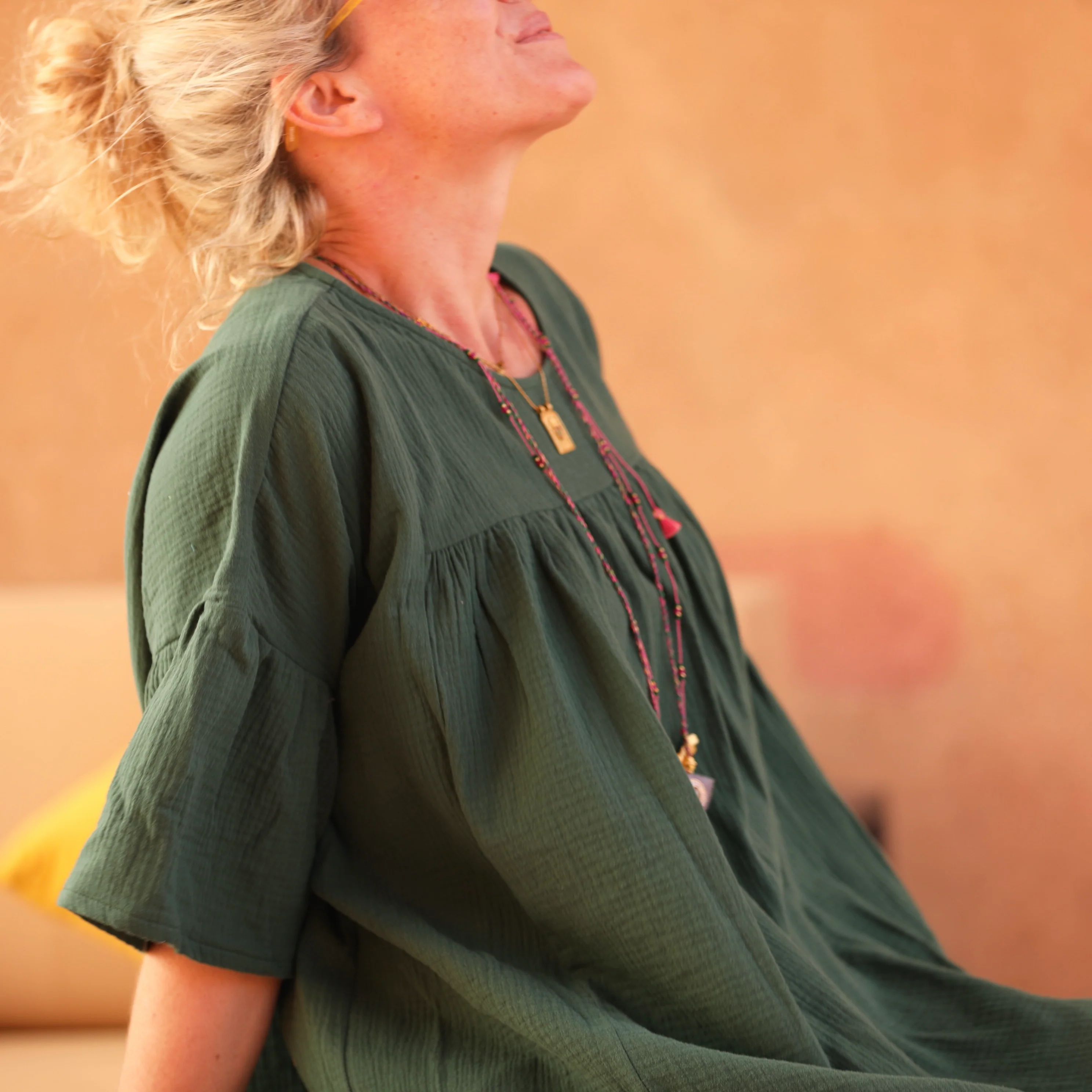Blouse Léopoldine - double gaze de coton vert printemps - Image 5