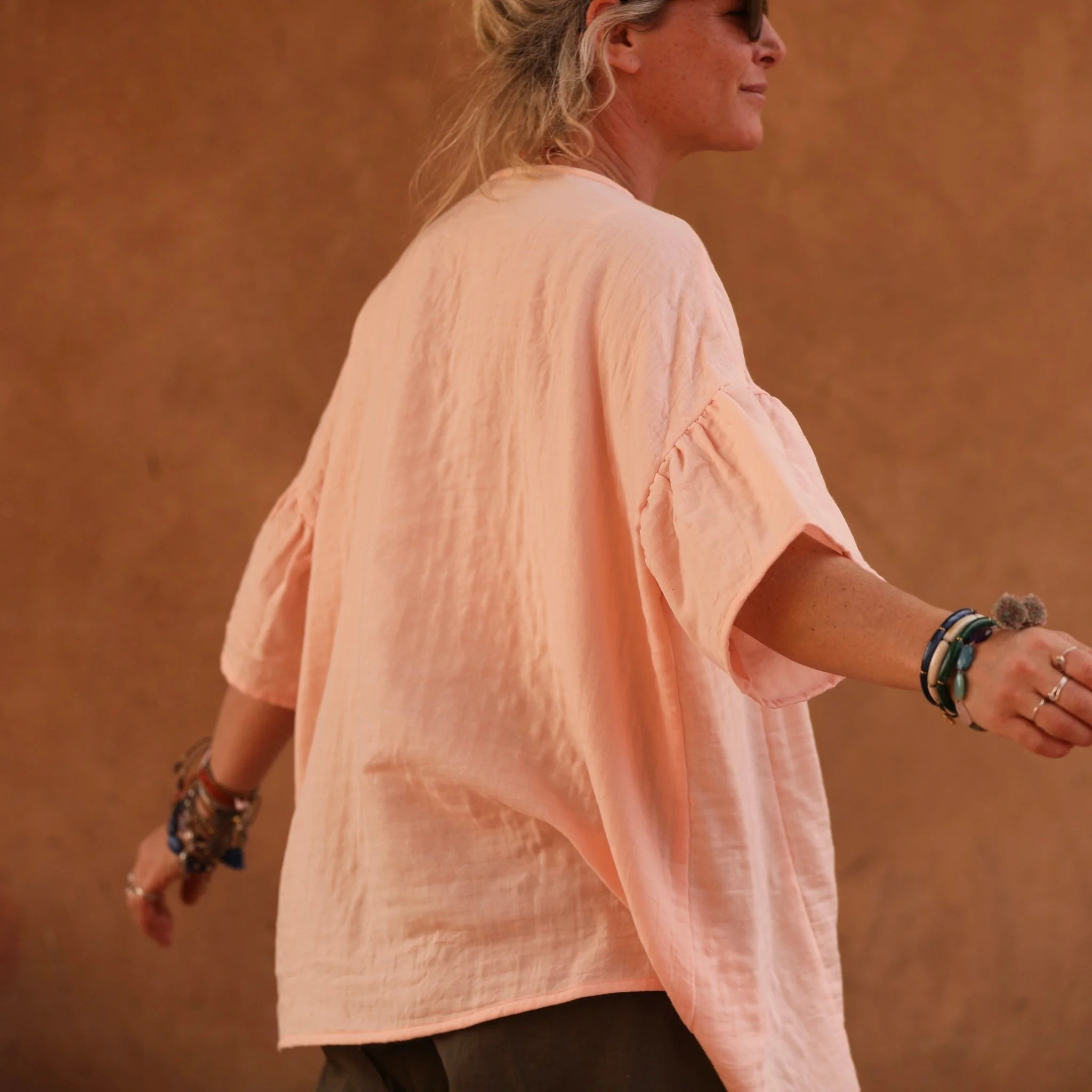 Blouse Léopoldine - Gaze légère à double structure nude - Image 5