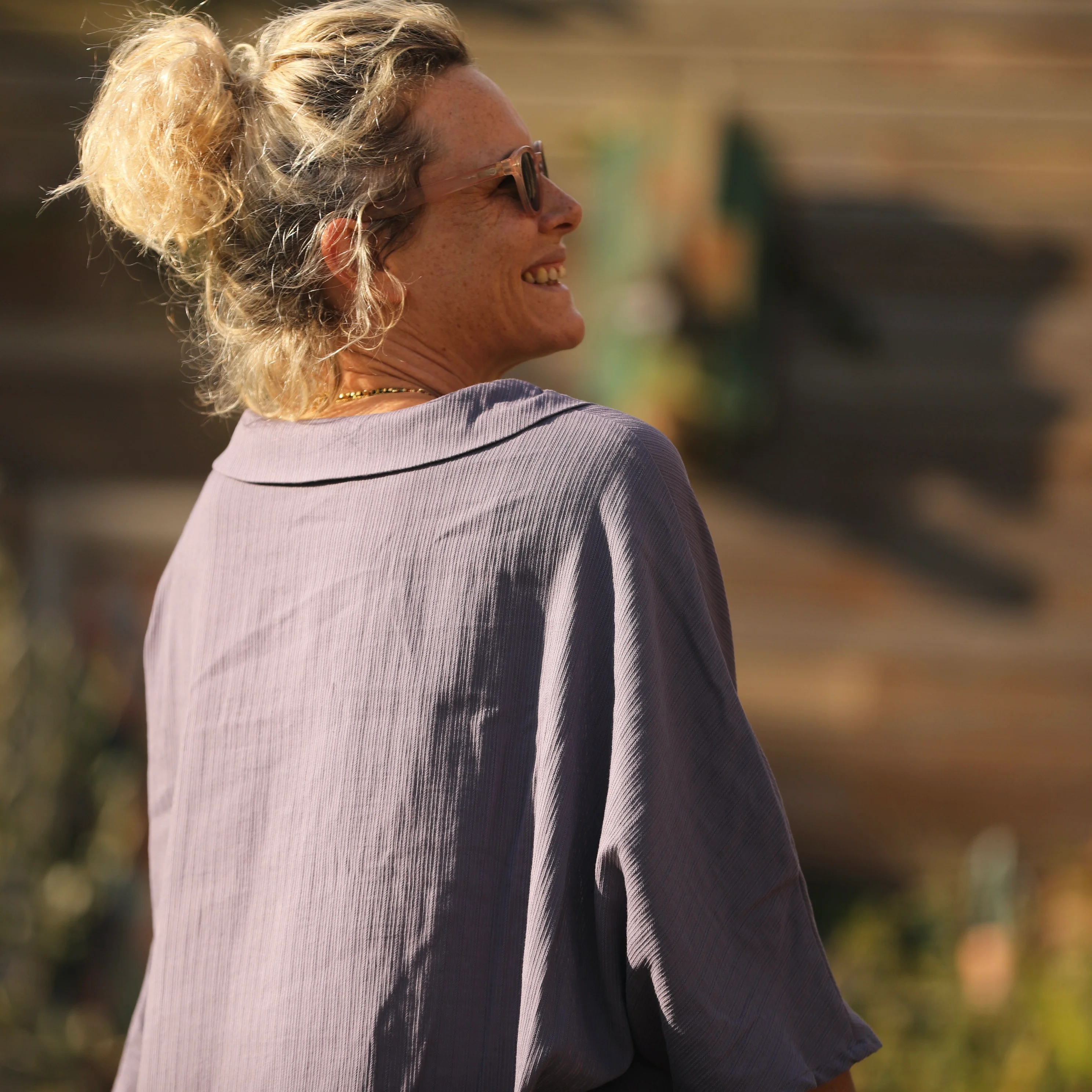 Blouse Myriem - coton tressé prune - Image 3