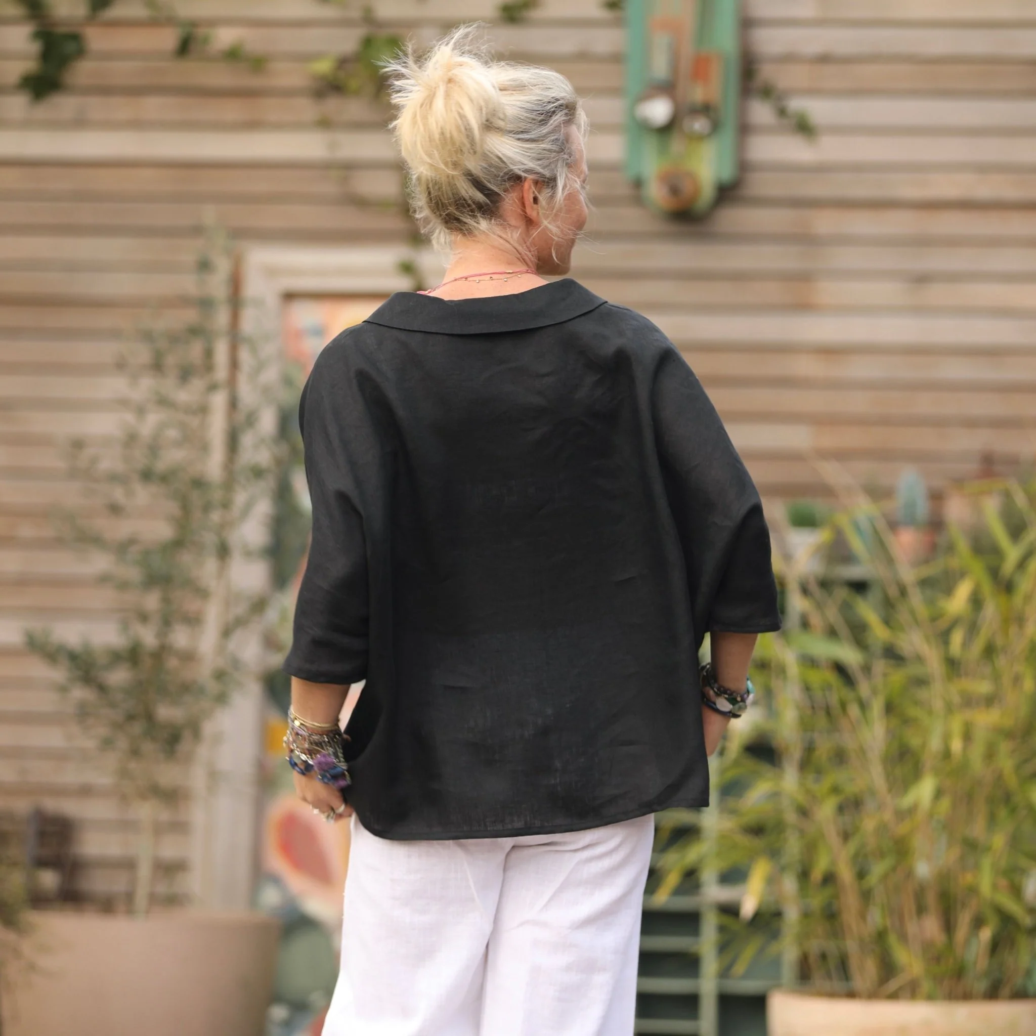 Blouse Myriem - lin noir - Image 3