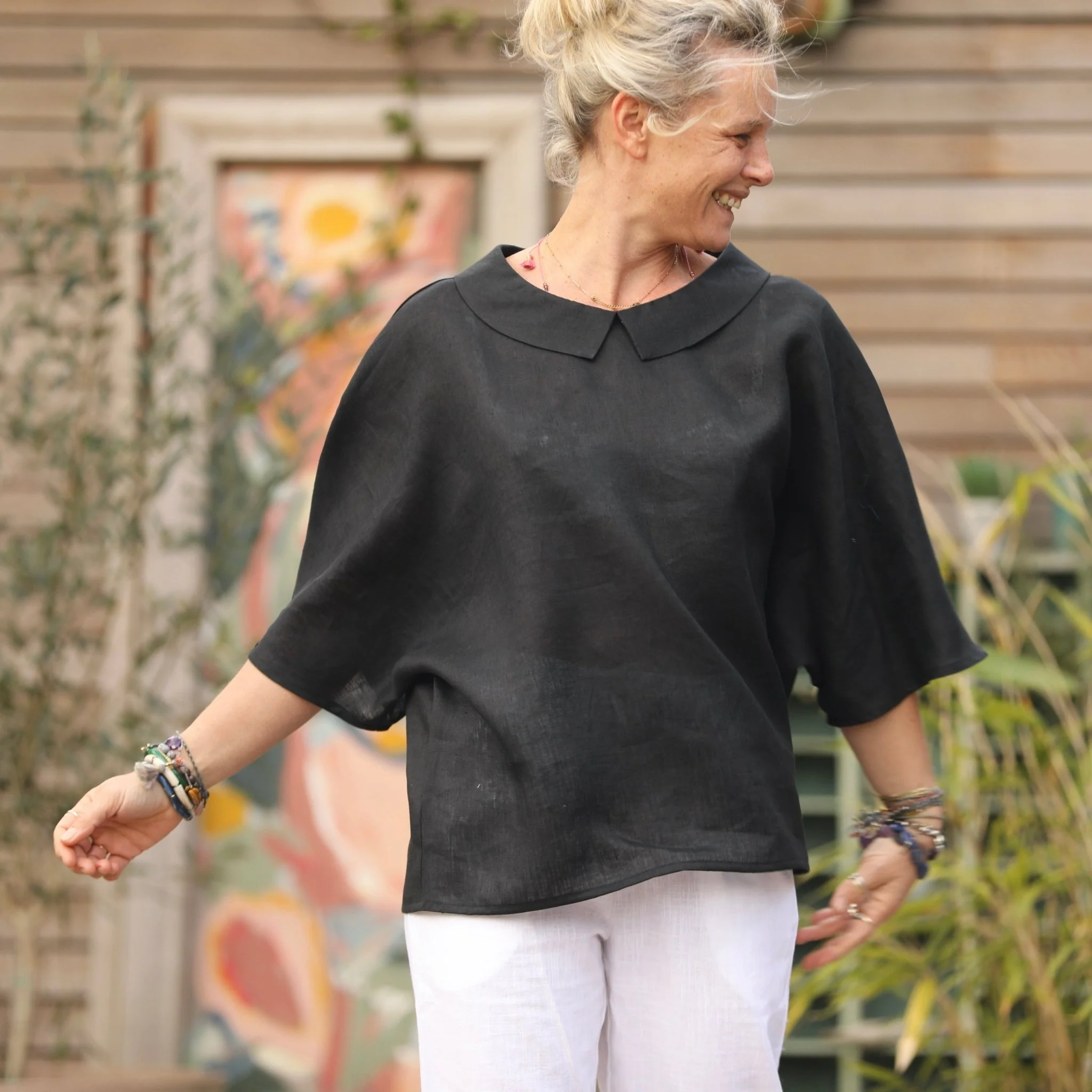 Blouse Myriem - lin noir - Image 4