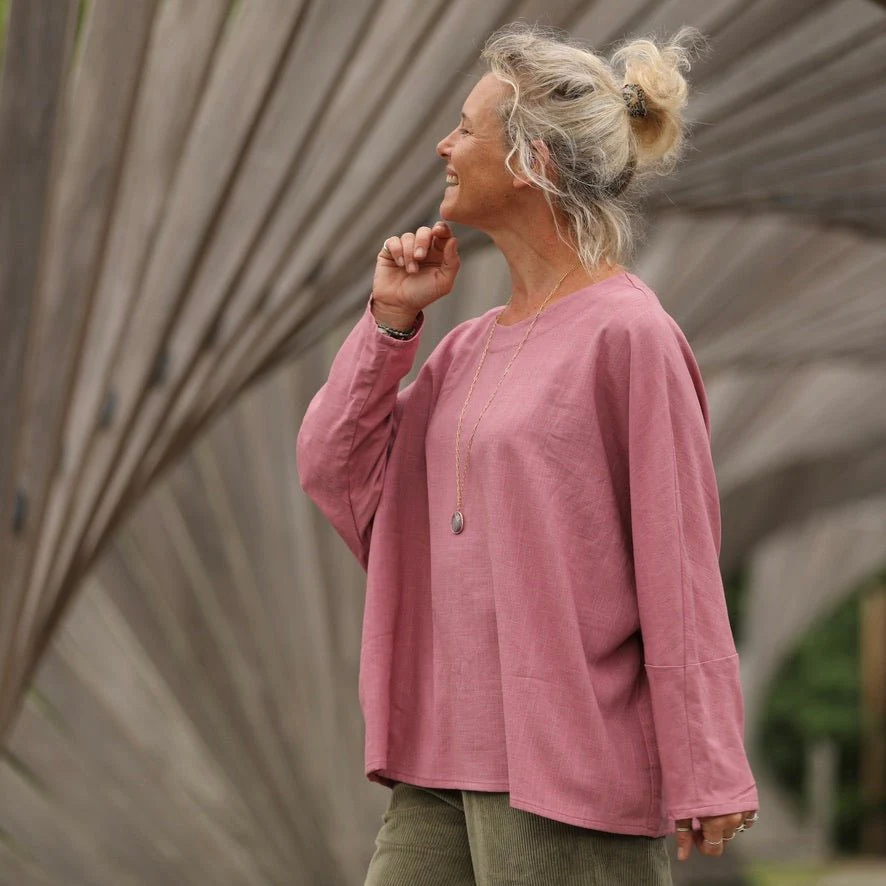 Blouse Naomie - lin/coton rose boisé - Image 2
