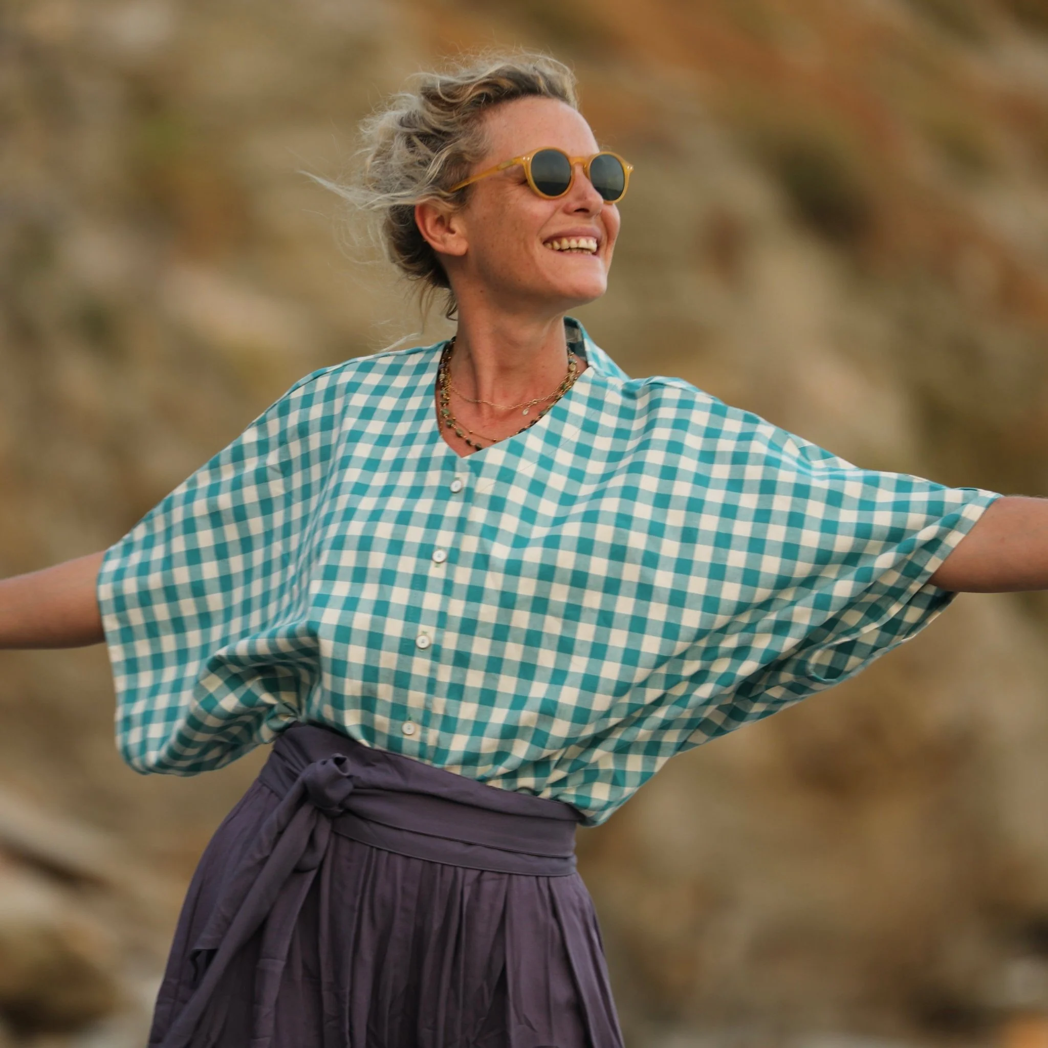 Blouse Yoko - coton carreaux canard - Image 3
