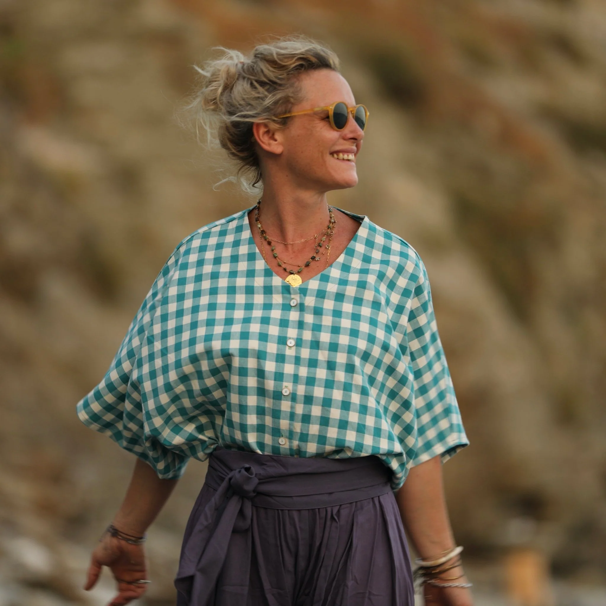 Blouse Yoko - coton carreaux canard - Image 4