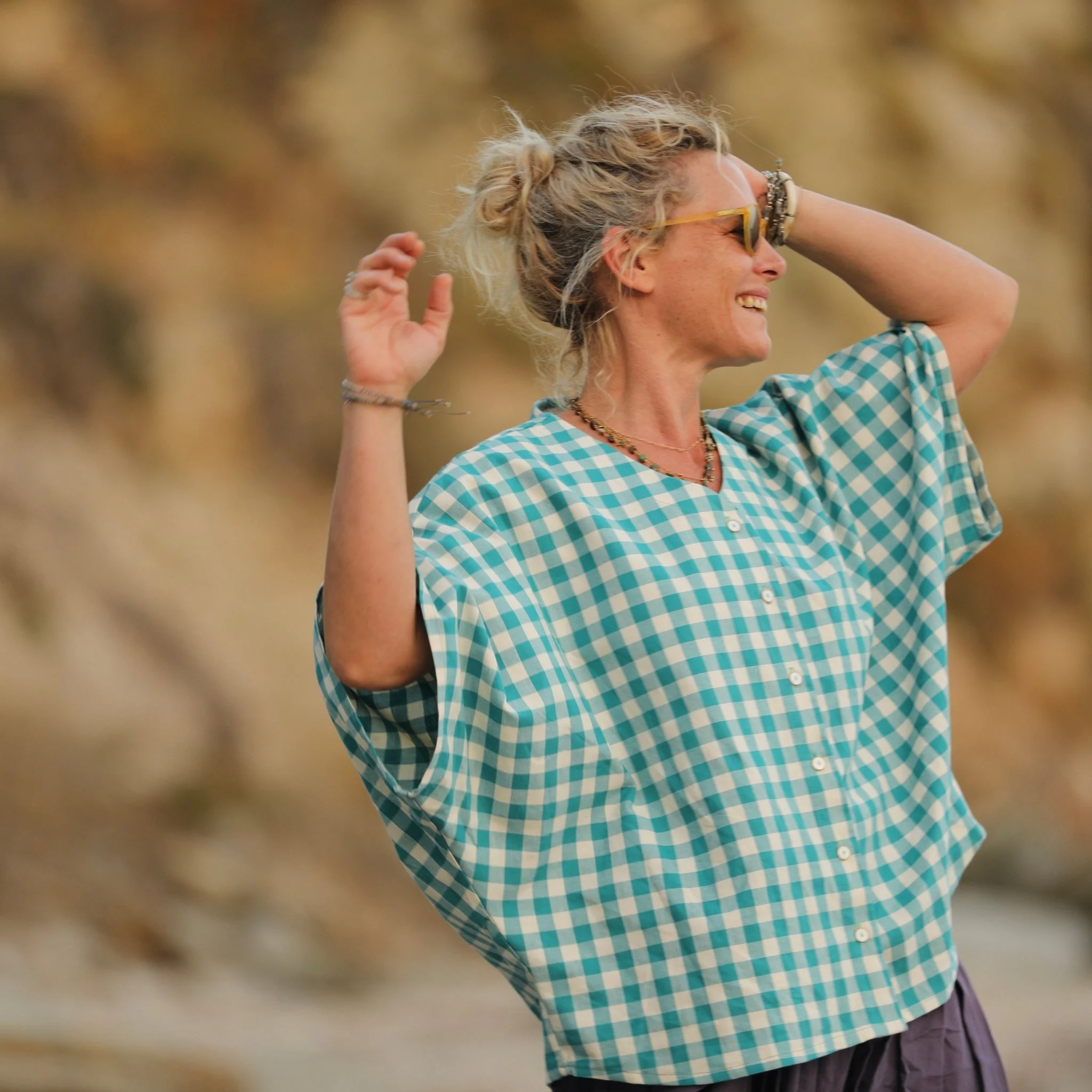 Blouse Yoko - coton carreaux canard - Image 8
