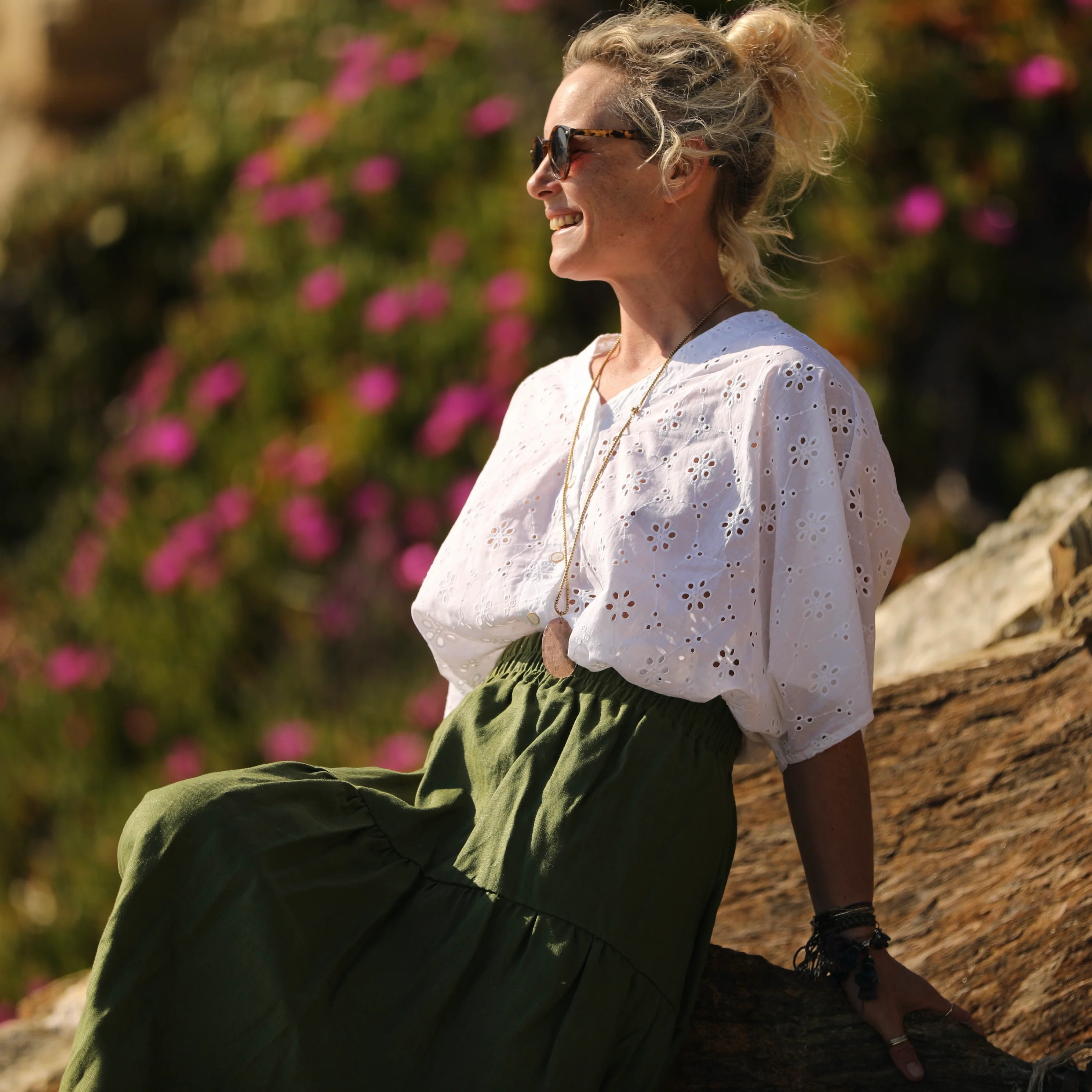 Blouse Yoko - voile de coton brodé blanc cassé pâquerettes - Image 5