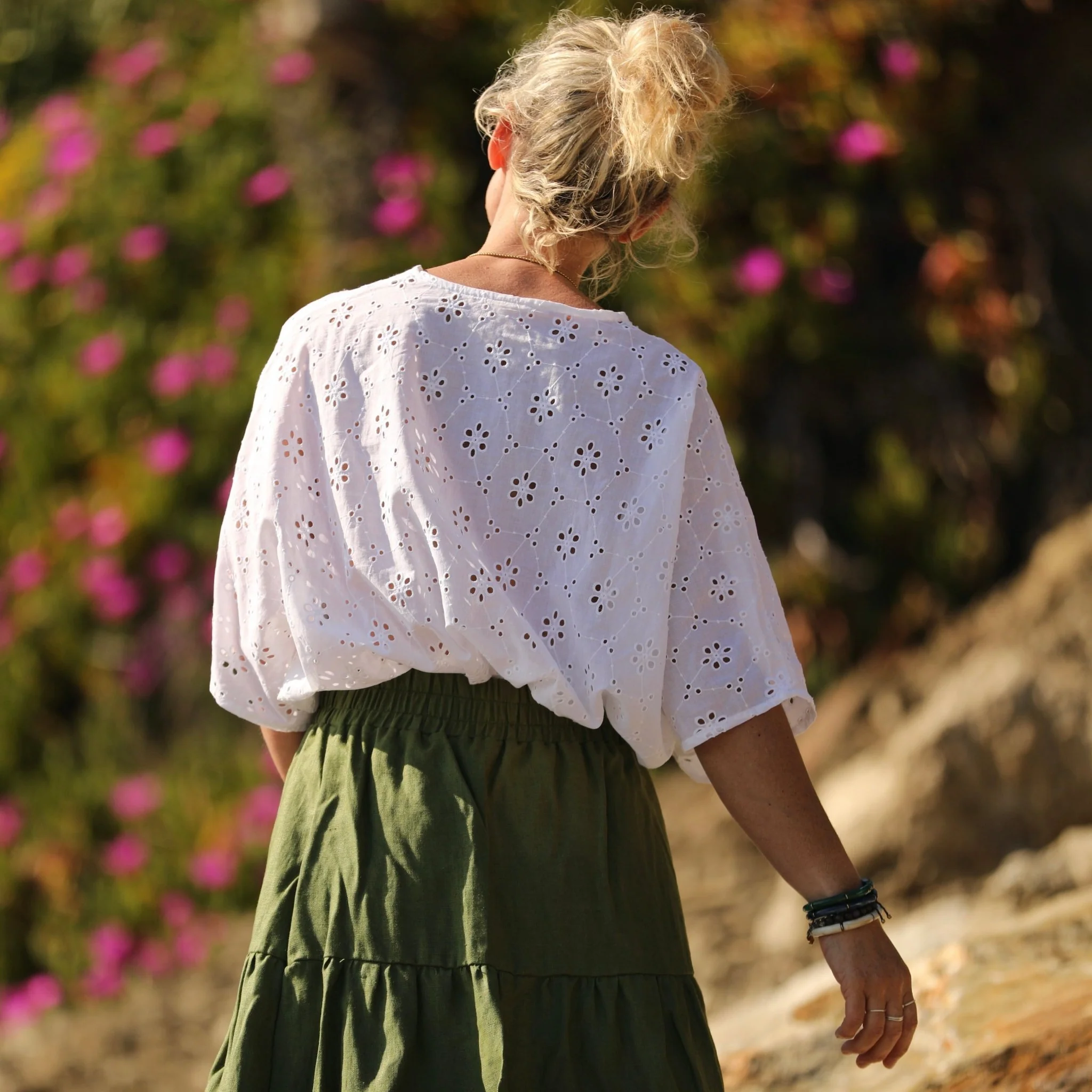 Blouse Yoko - voile de coton brodé blanc cassé pâquerettes - Image 8