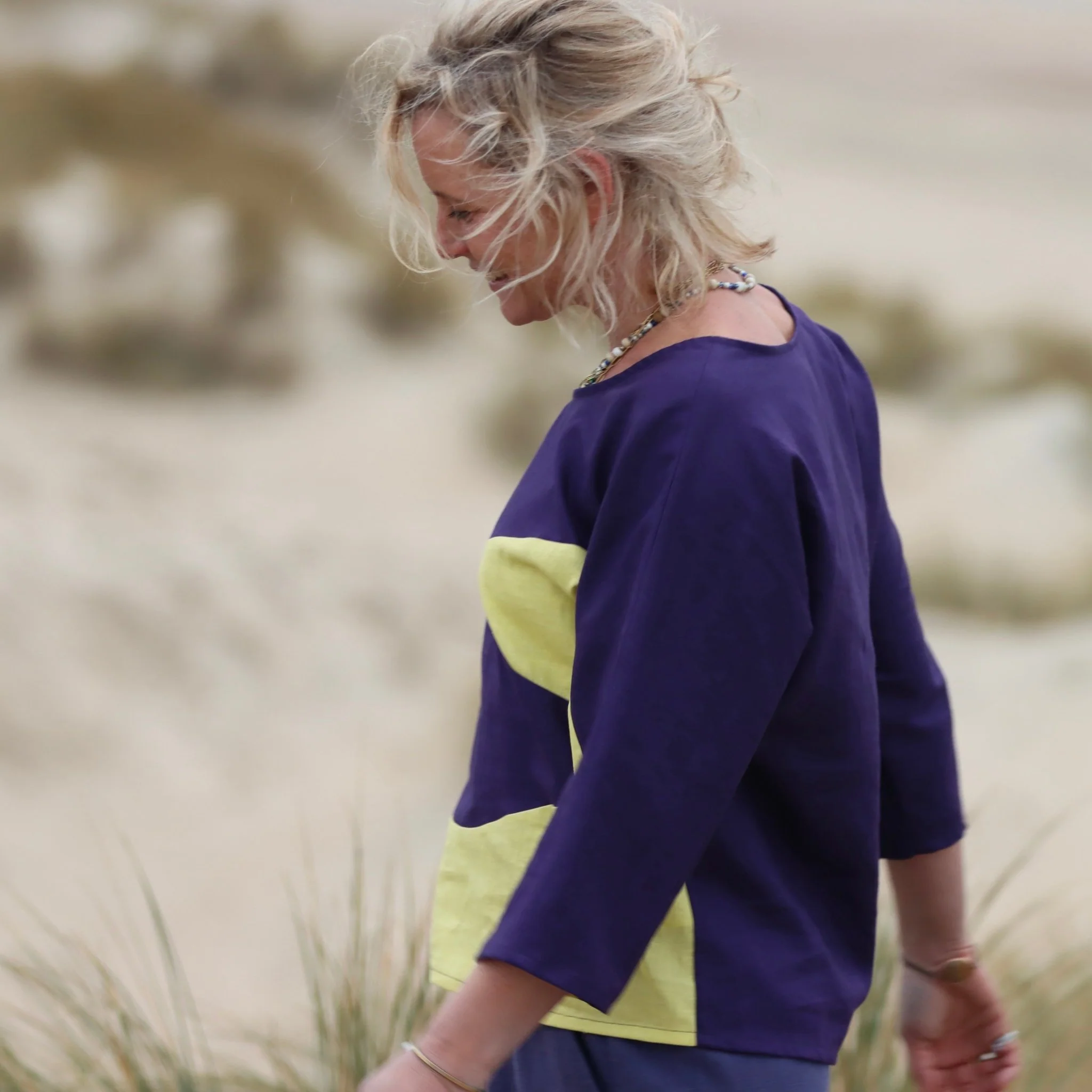 Blouse Yumi patchwork "Cabourg" en lin - Image 7