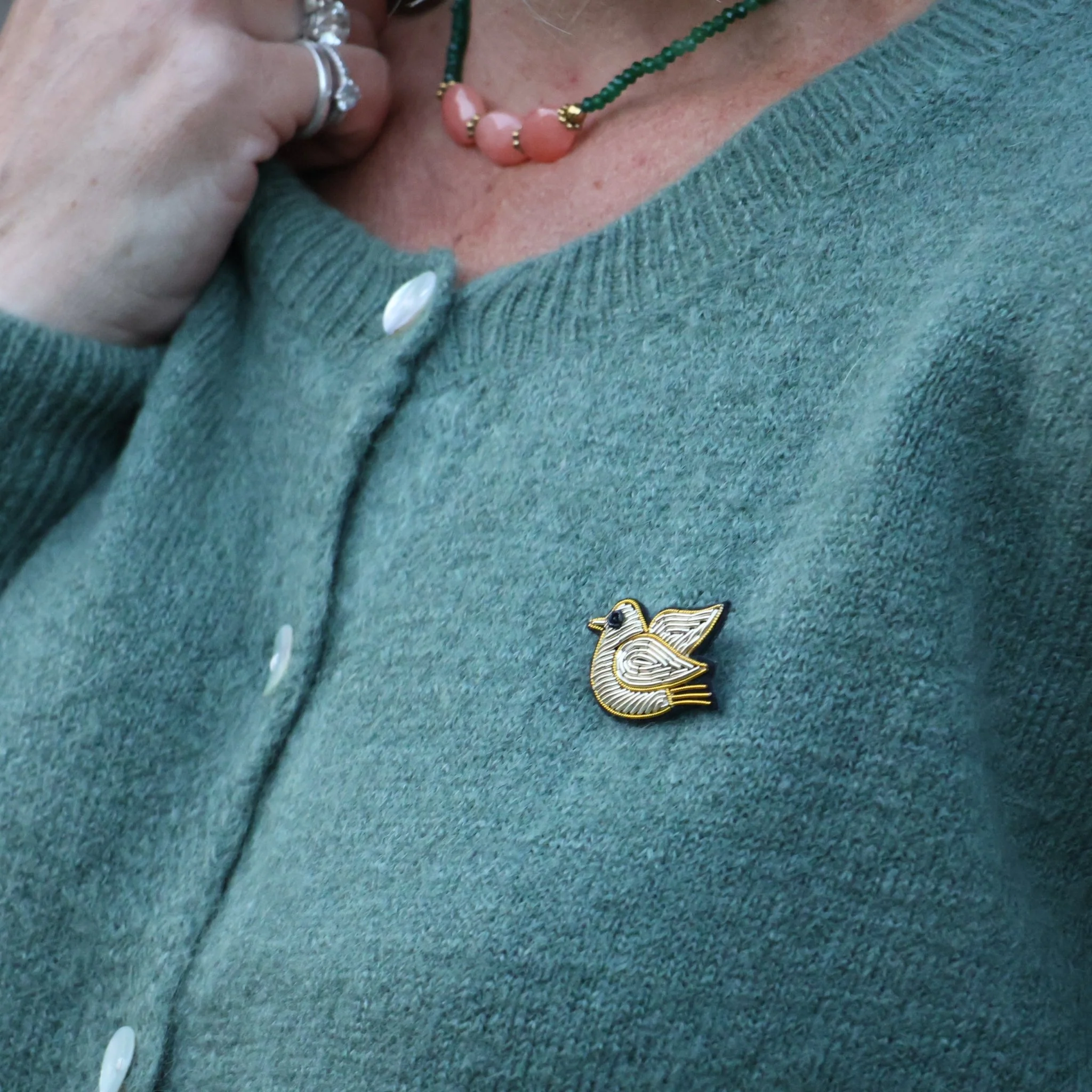 Broche brodée moineau - Image 5