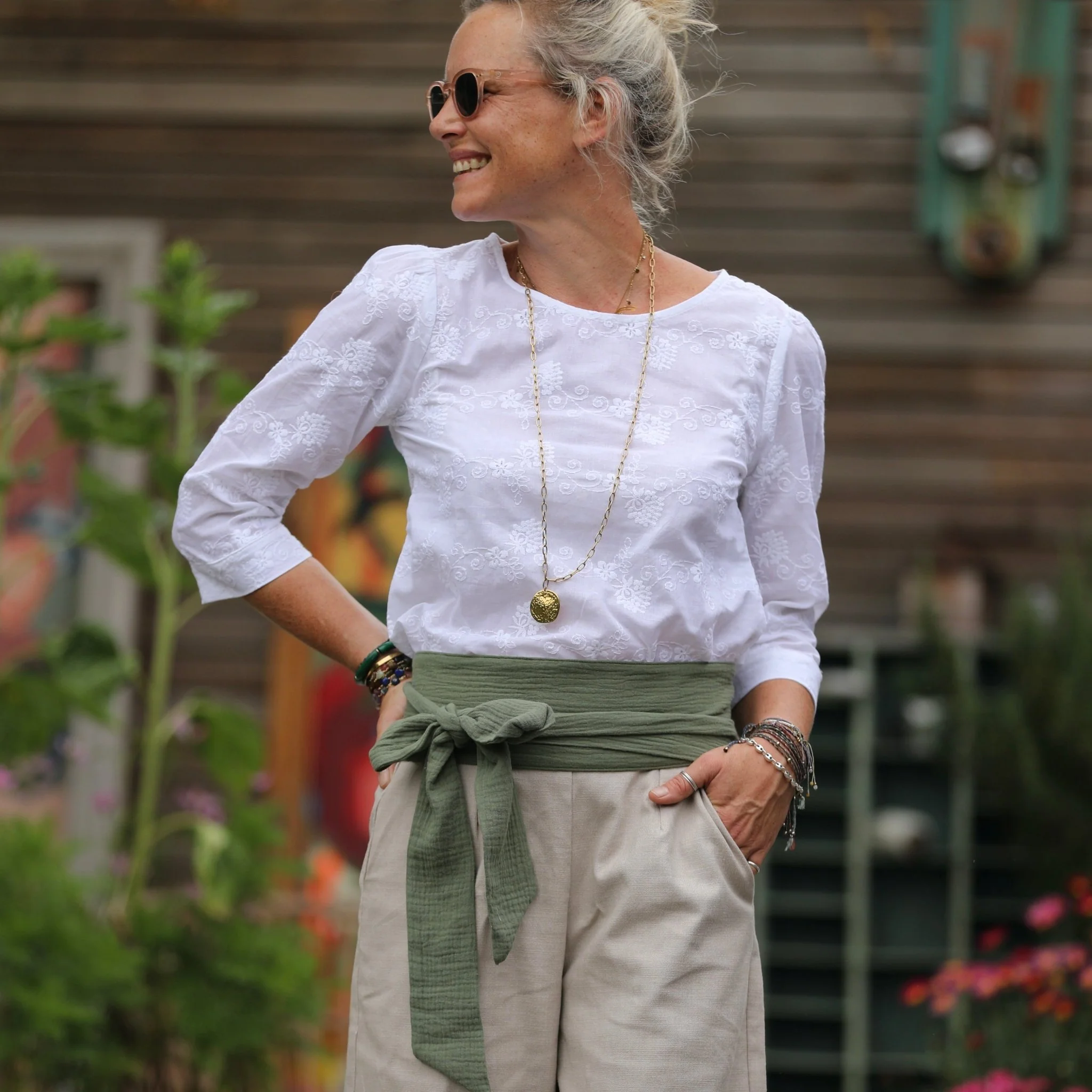 Ceinture Anita Double gaze de coton kaki - Image 6