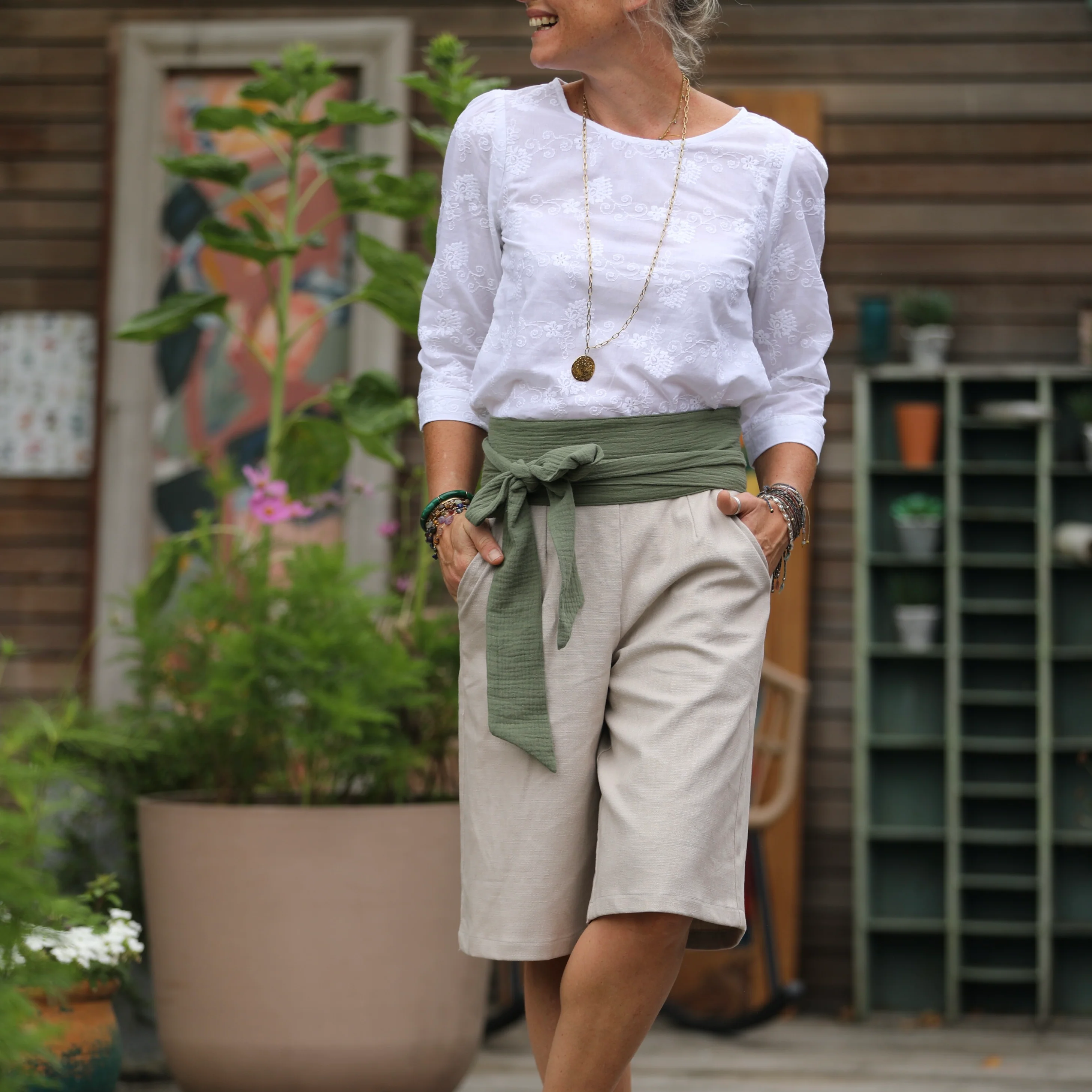Ceinture Anita Double gaze de coton kaki - Image 7