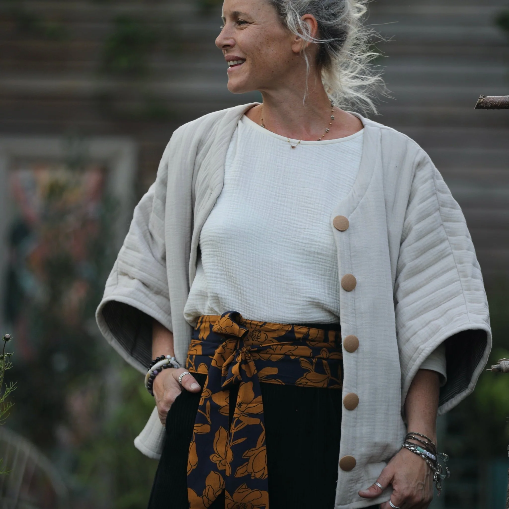 Ceinture Anita - viscose fleuri marine/camel - Image 3