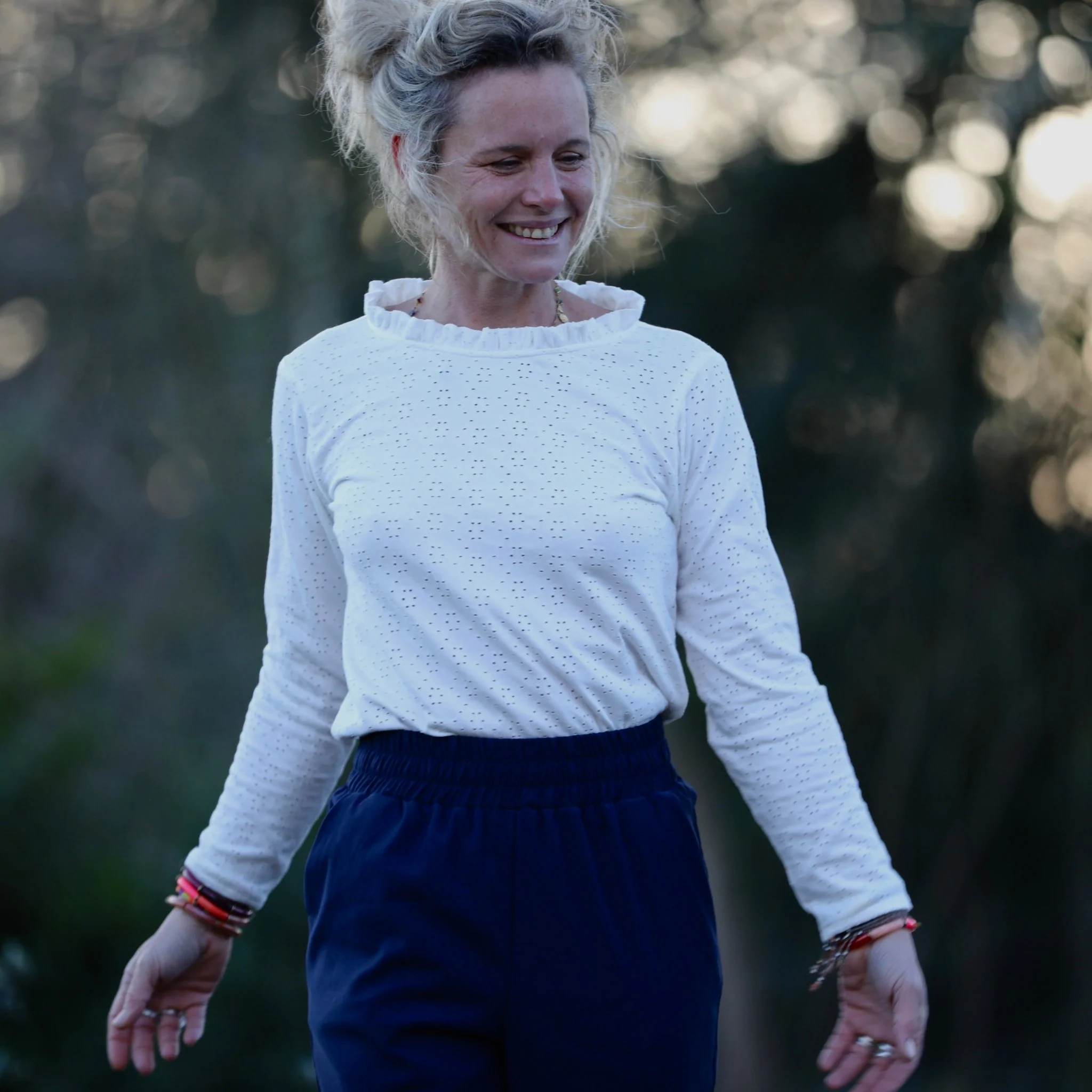 Blouse Clarisse - Jersey brodé blanc cassé