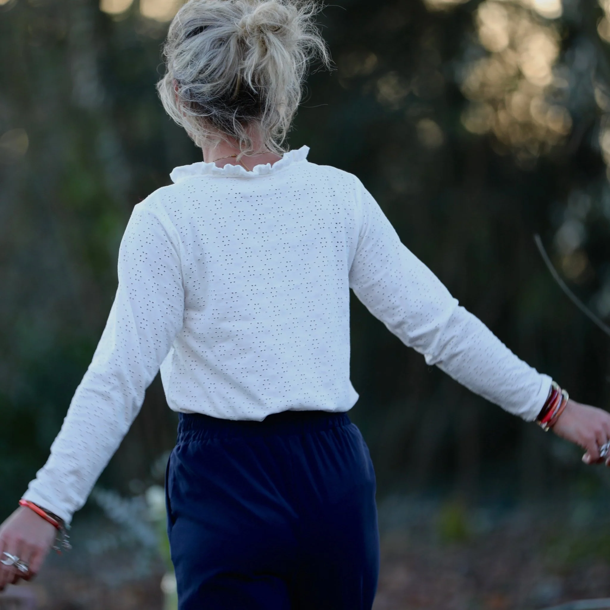 Blouse Clarisse - Jersey brodé blanc cassé - Image 8