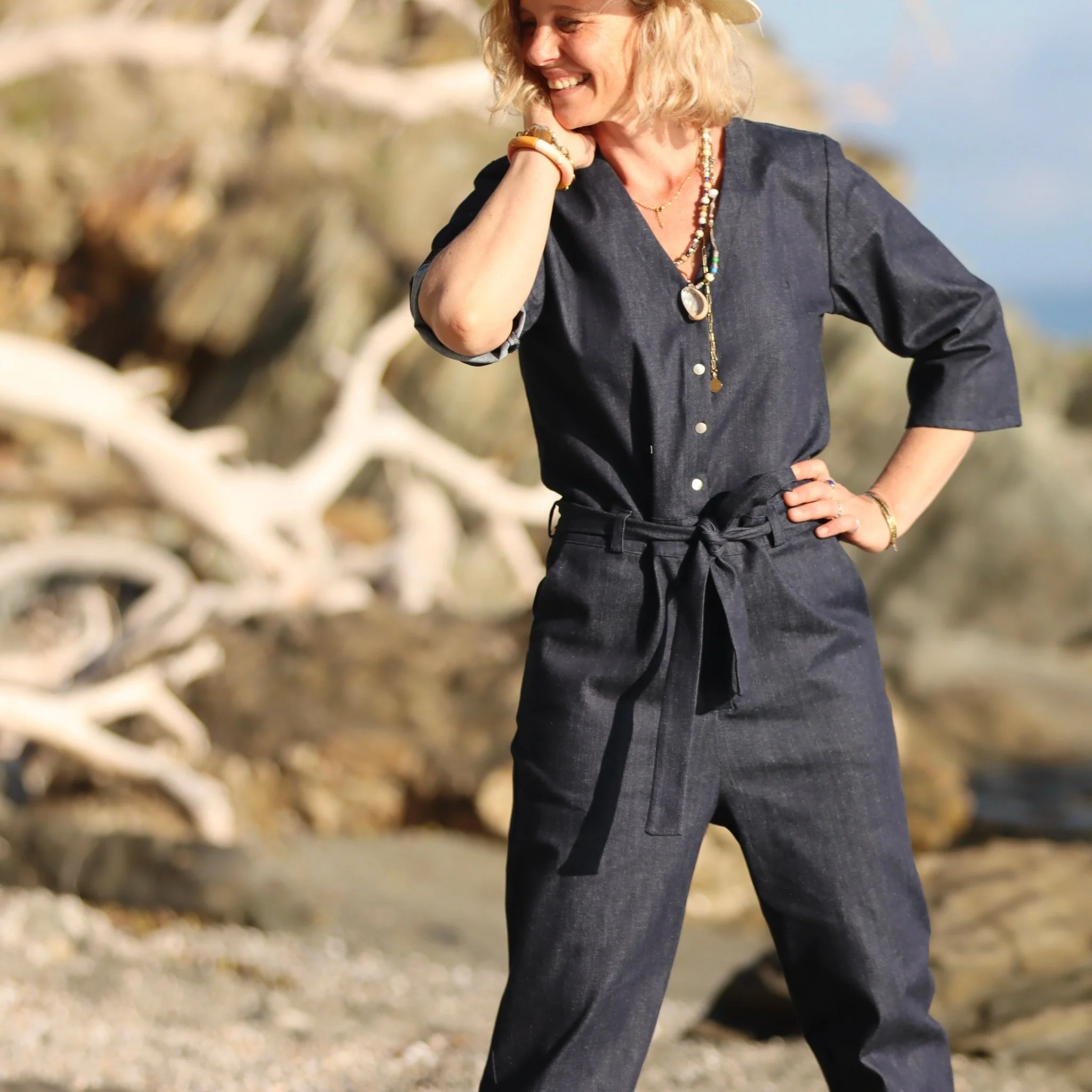 Combinaison Erika jean de coton bleu lourd - Image 9