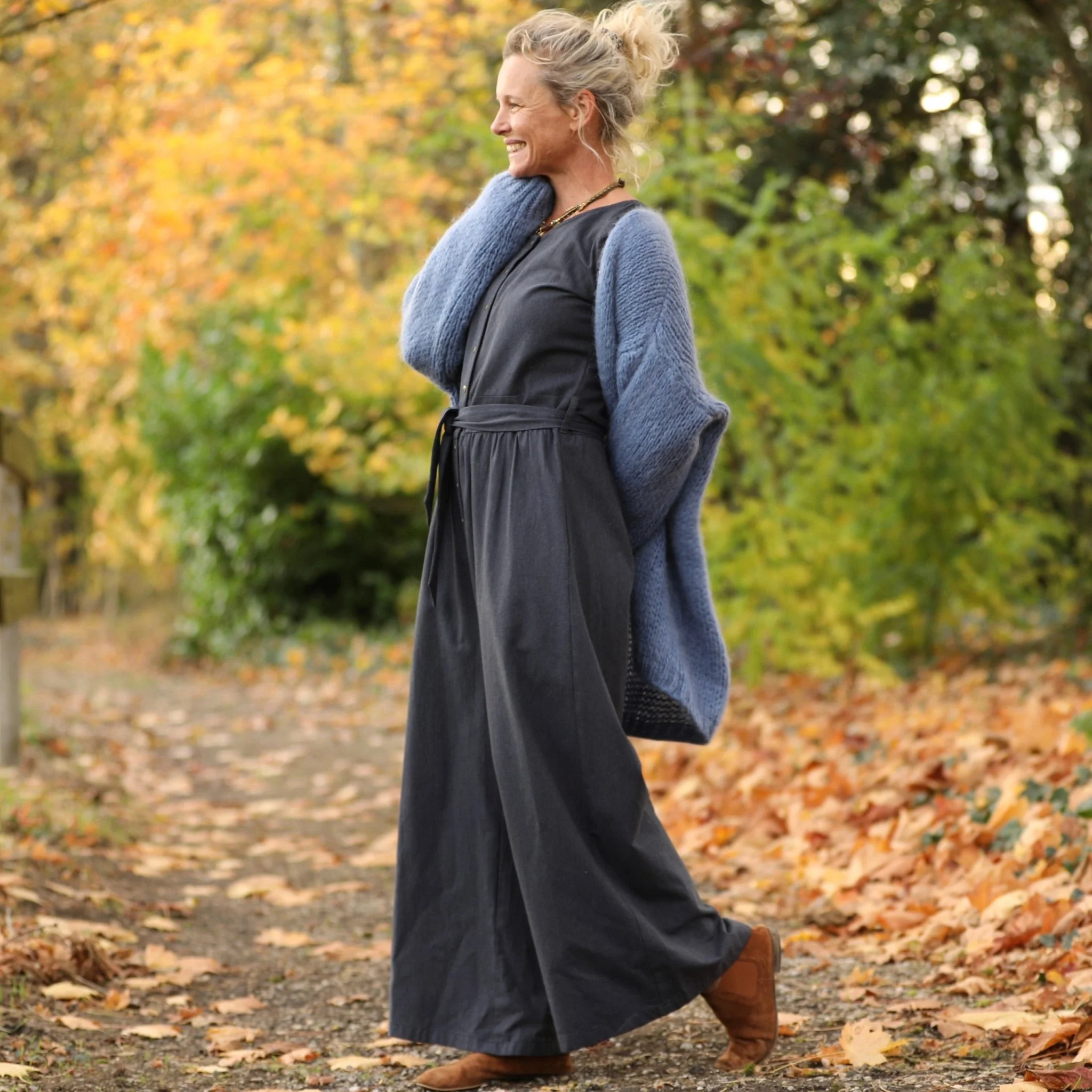 Combinaison Perla - flanelle de coton bleu ardoise chiné - Image 6