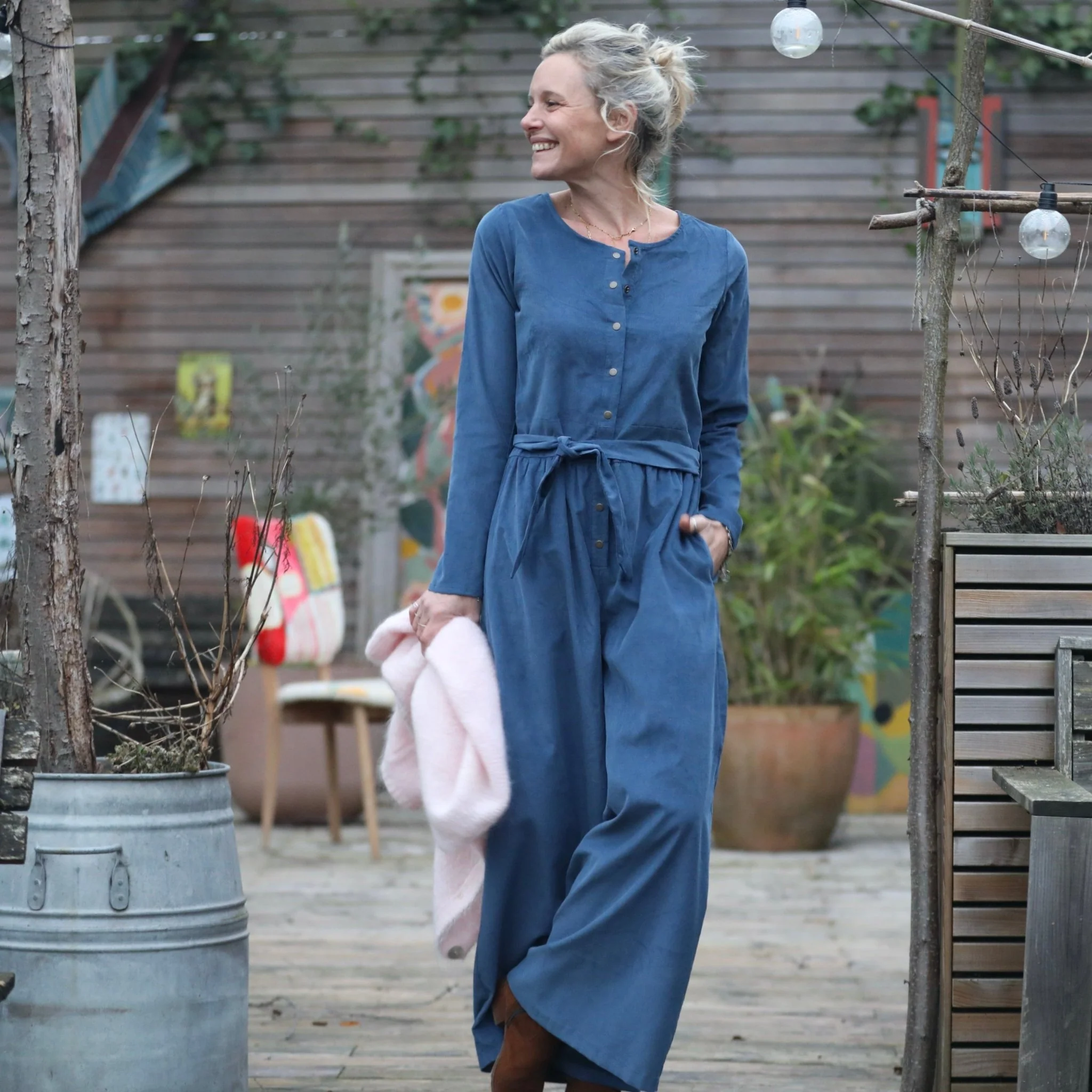 Combinaison Perla - velours milleraies bleu doux - Image 4