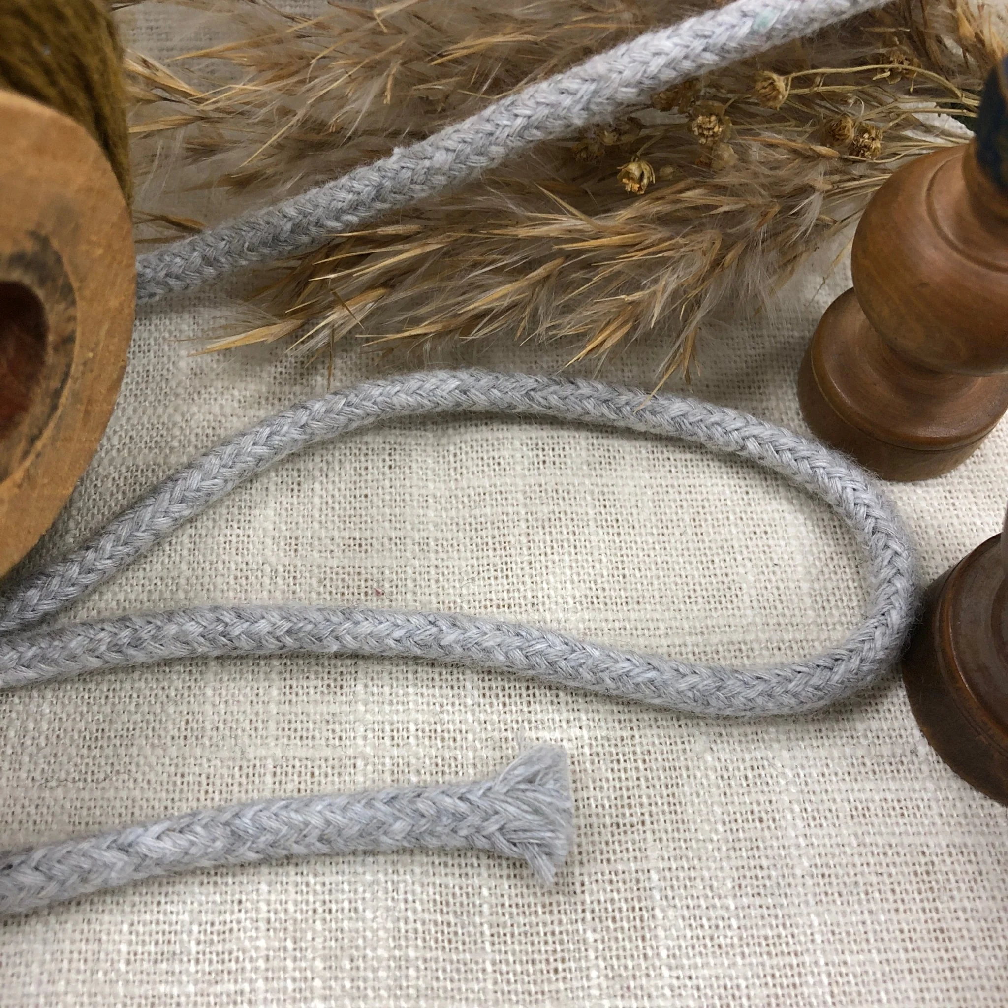 Cordon tressé gris chiné 4 mm - au mètre -