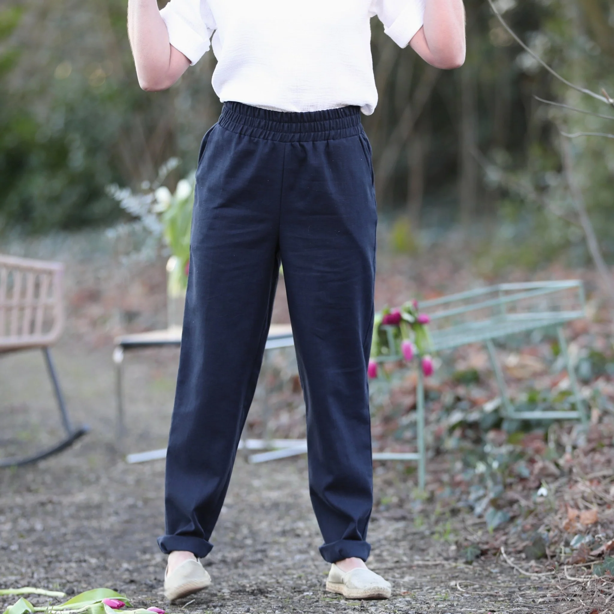 Pantalon Eliot - Lin marine - Image 4