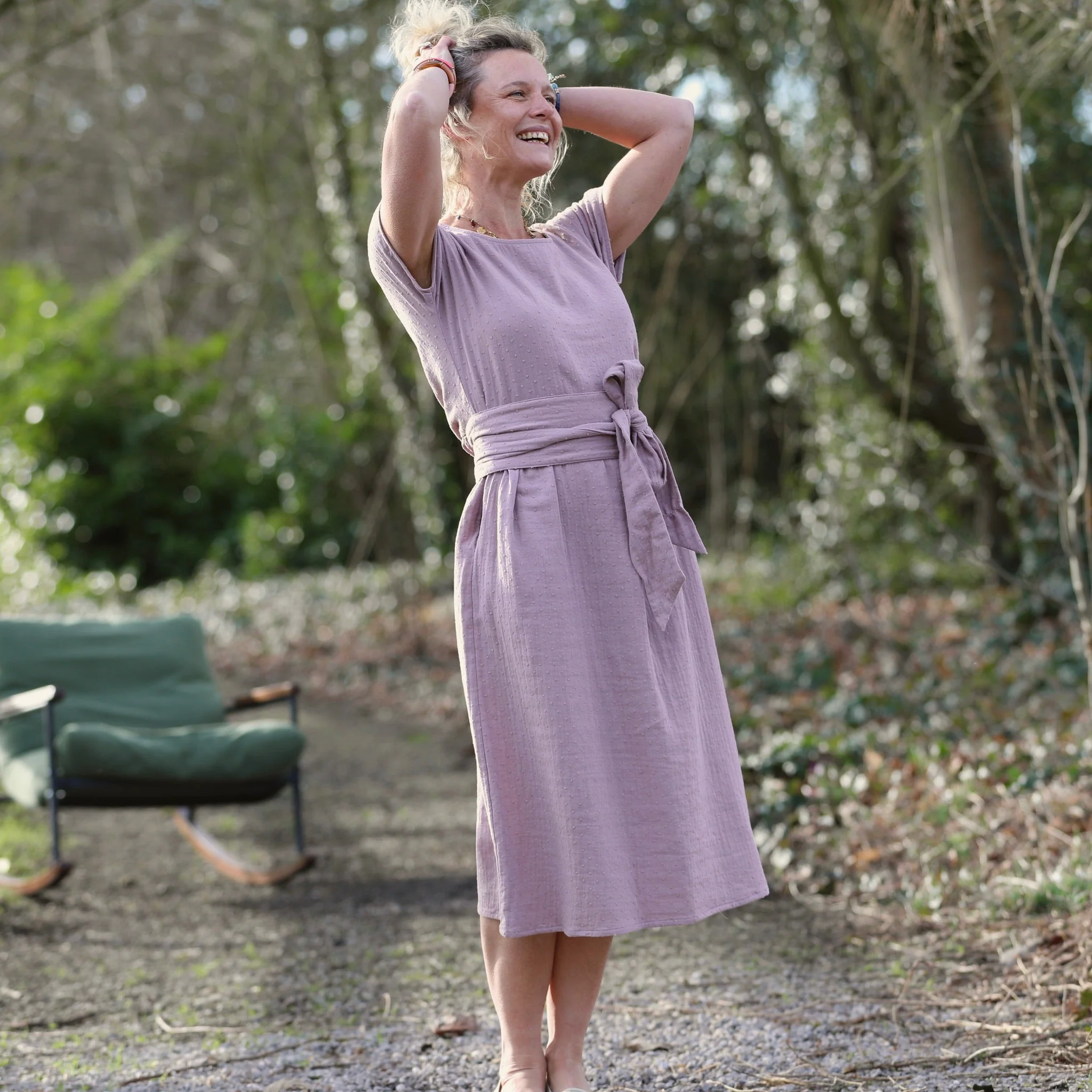 Robe Elsie - double gaze de coton plumetis bois de rose - Image 4