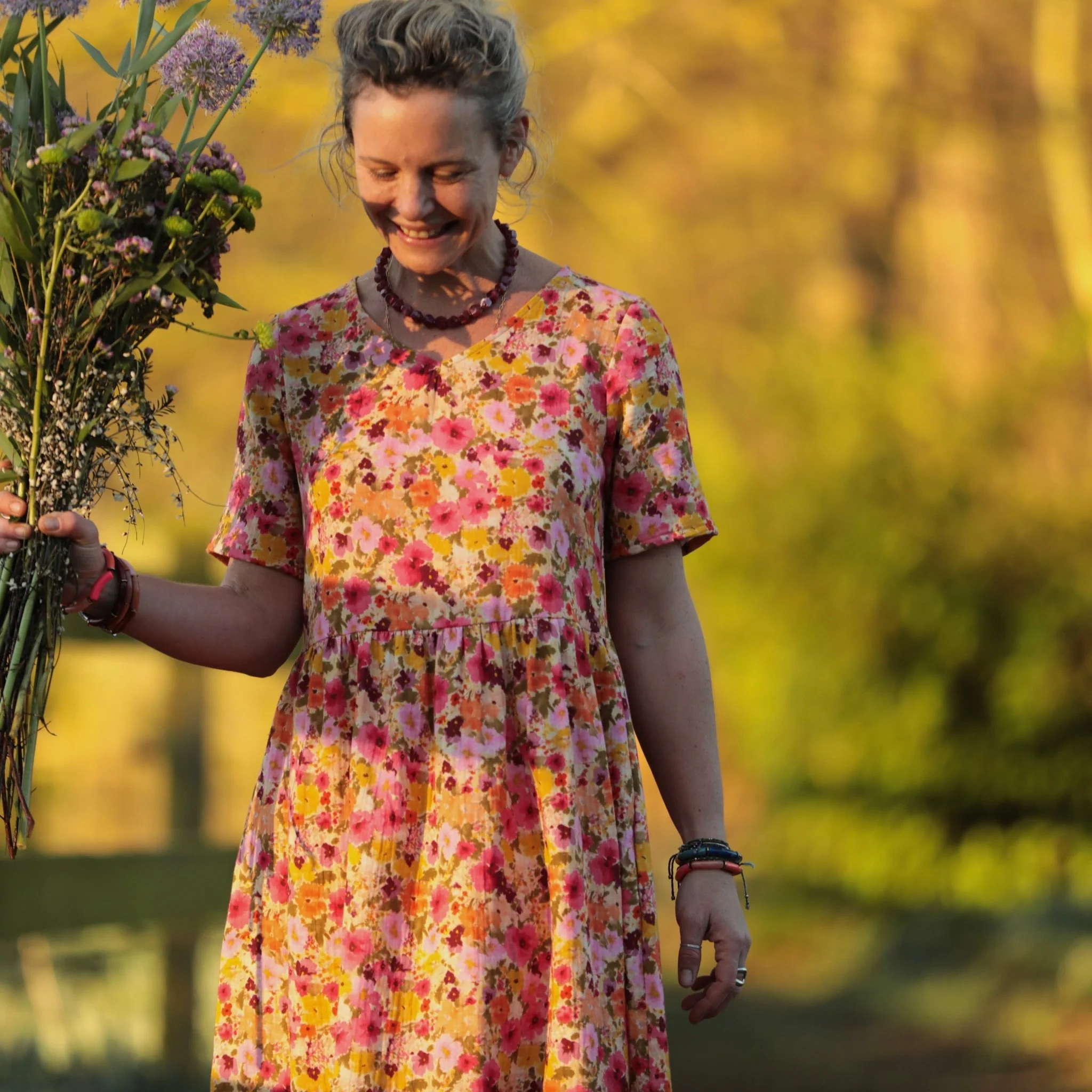 Robe Juliette - Double gaze de coton “Fleurs en Feu” - Image 10