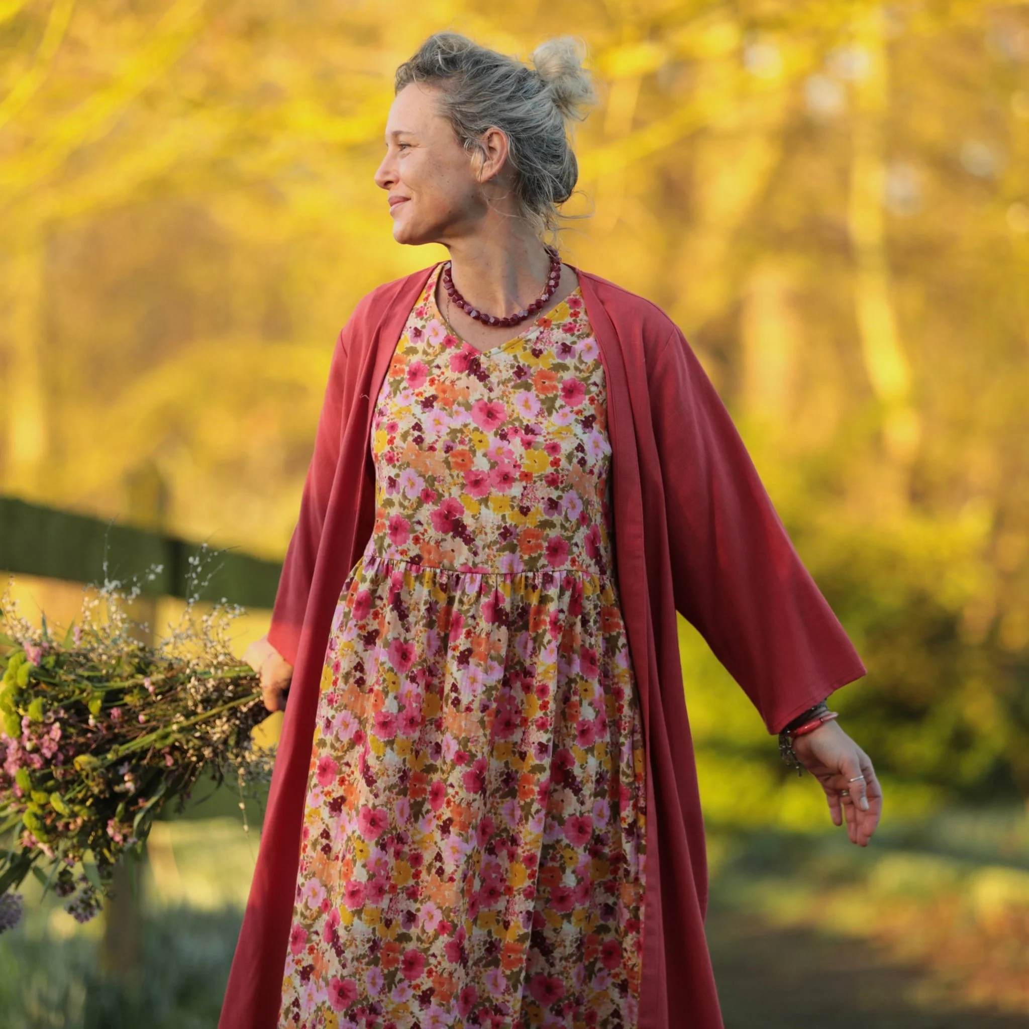Robe Juliette - Double gaze de coton “Fleurs en Feu” - Image 11