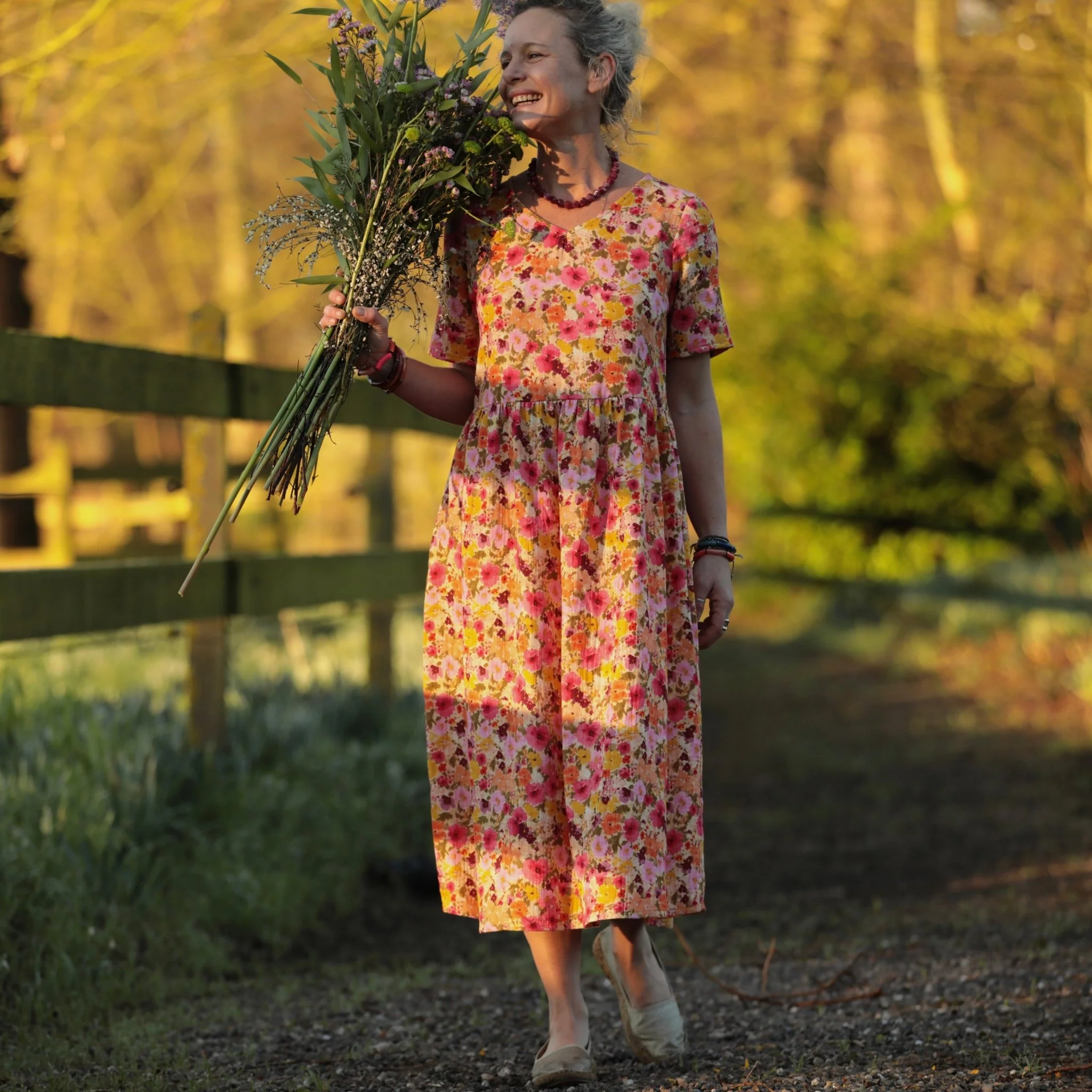 Robe Juliette - Double gaze de coton “Fleurs en Feu” - Image 12