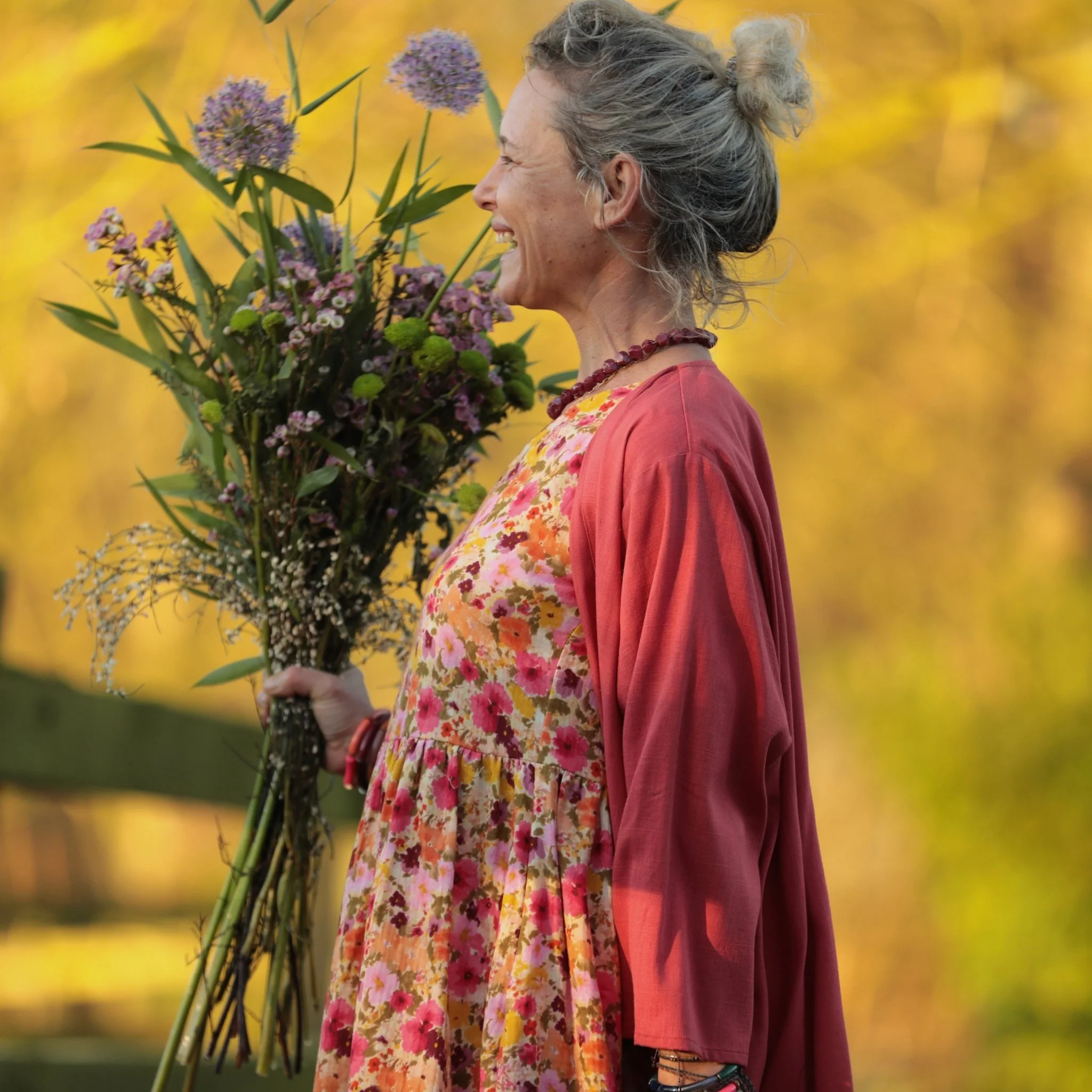 Robe Juliette - Double gaze de coton “Fleurs en Feu” - Image 13