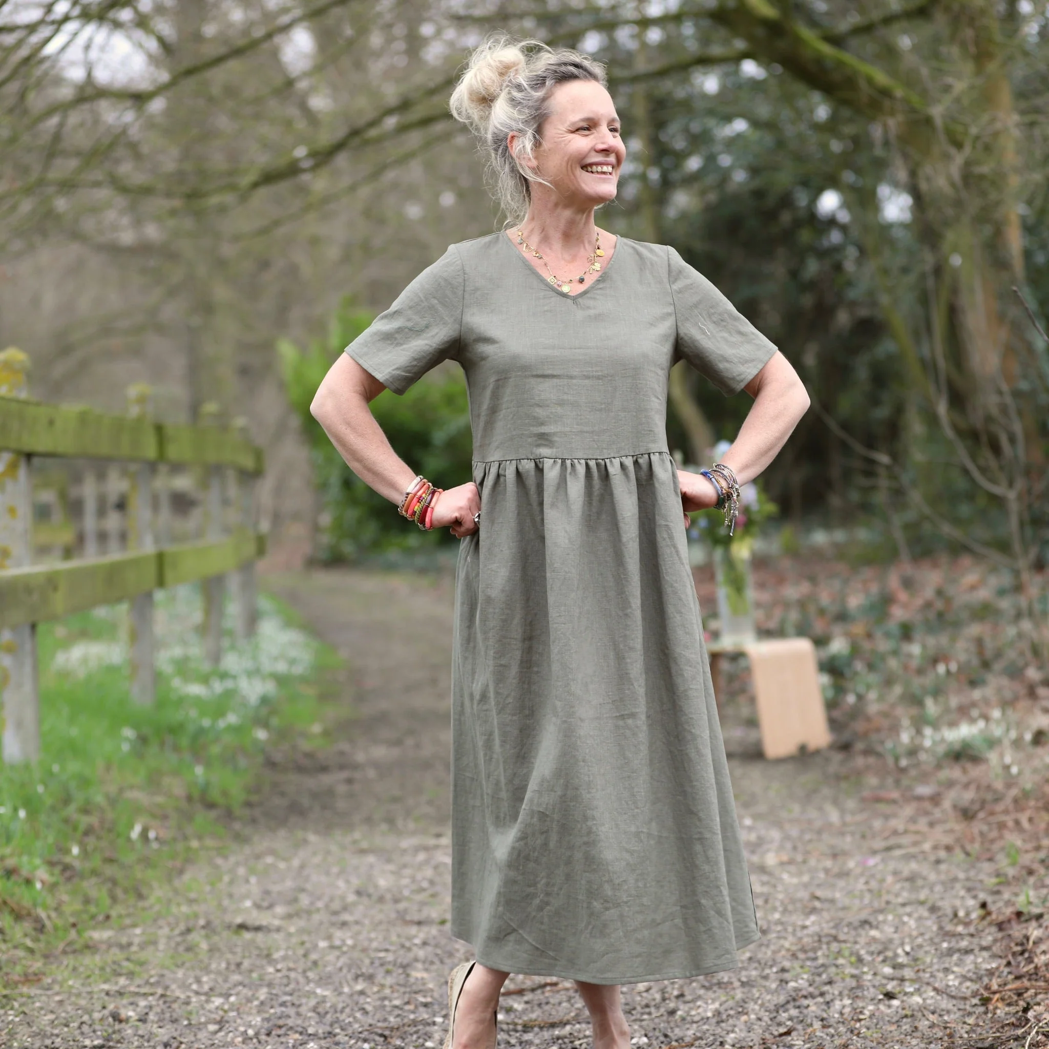 Robe Juliette - lin kaki - Image 4