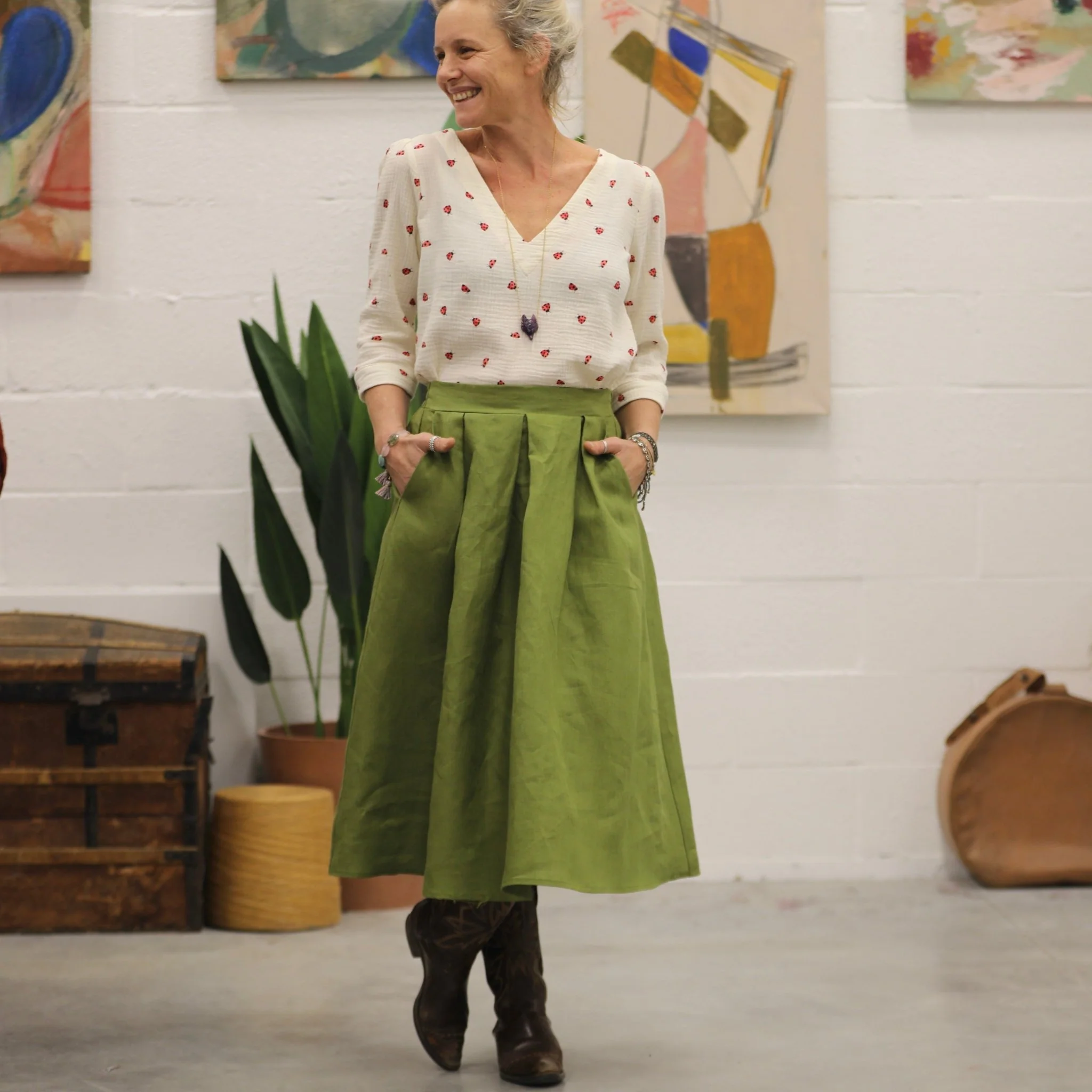Jupe Othilie - lin vert Granny Smith - Image 10