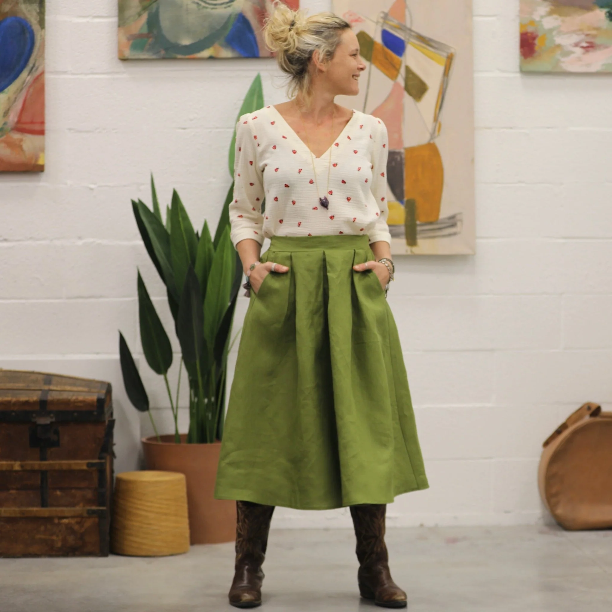 Jupe Othilie - lin vert Granny Smith - Image 4