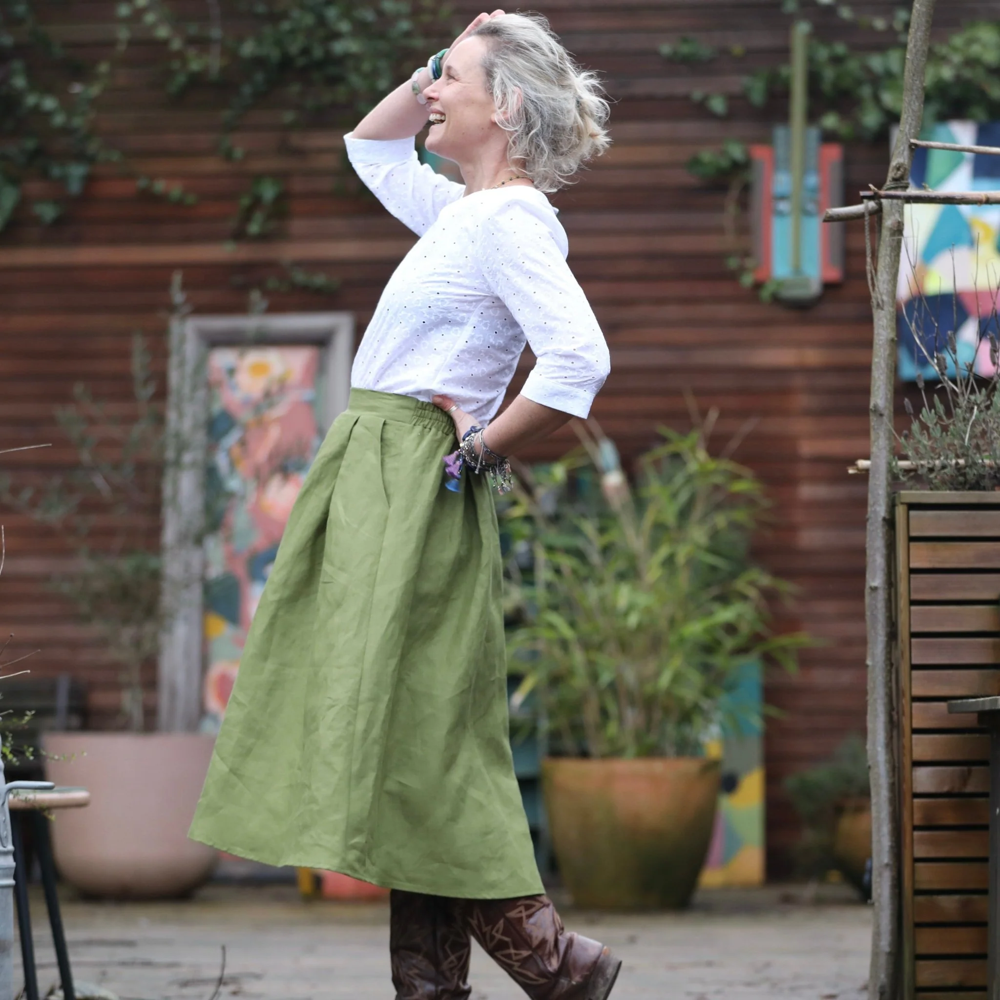 Jupe Othilie - lin vert Granny Smith - Image 5