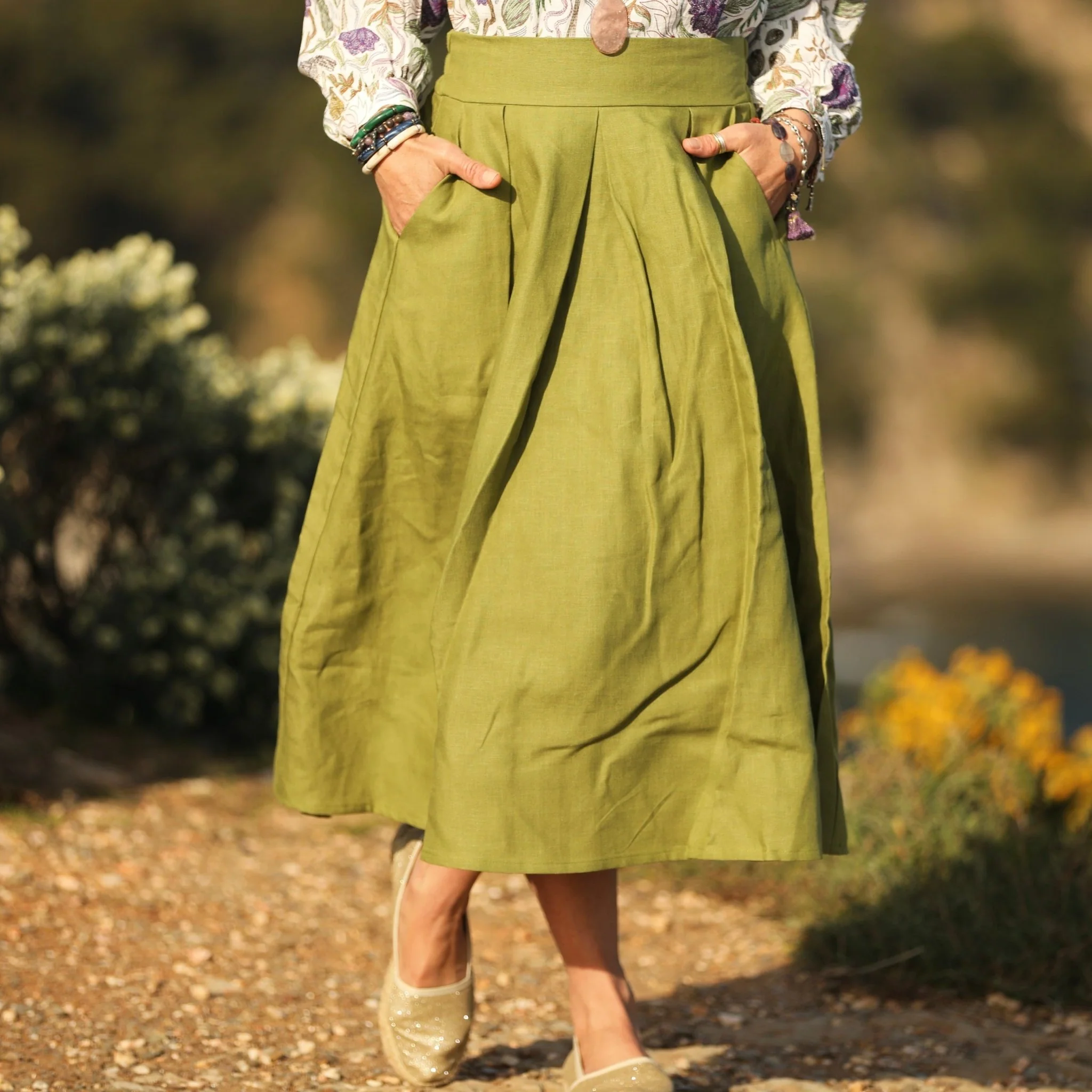 Jupe Othilie - lin vert Granny Smith - Image 8