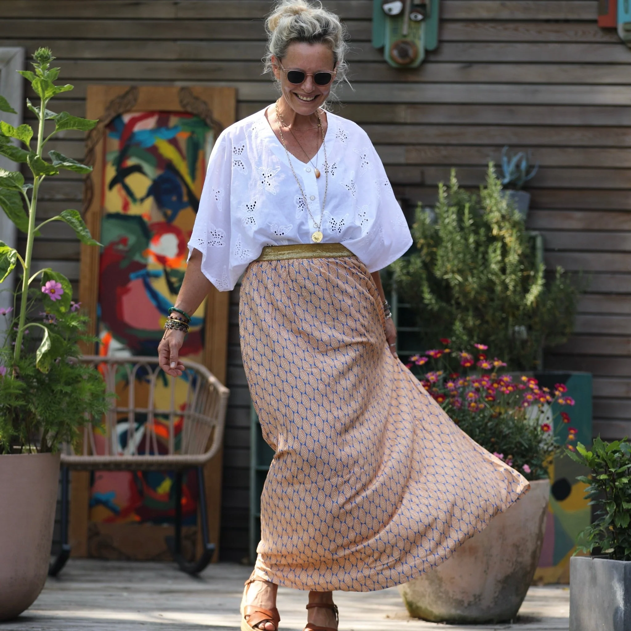 Jupe Rachelle feuillage bleu/orange - 1m de hauteur - Image 7