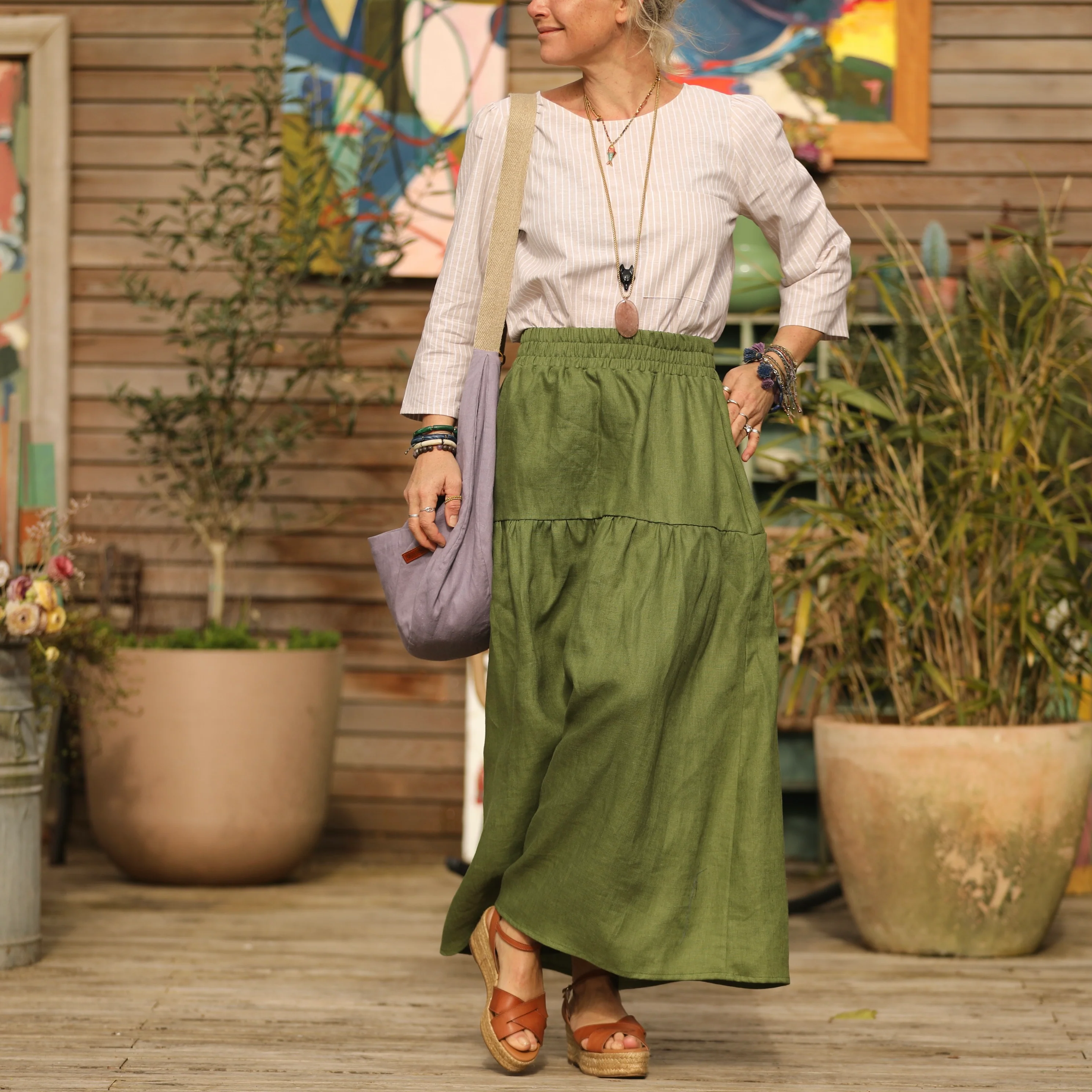 Jupe Sarah - lin vert pomme - Image 4