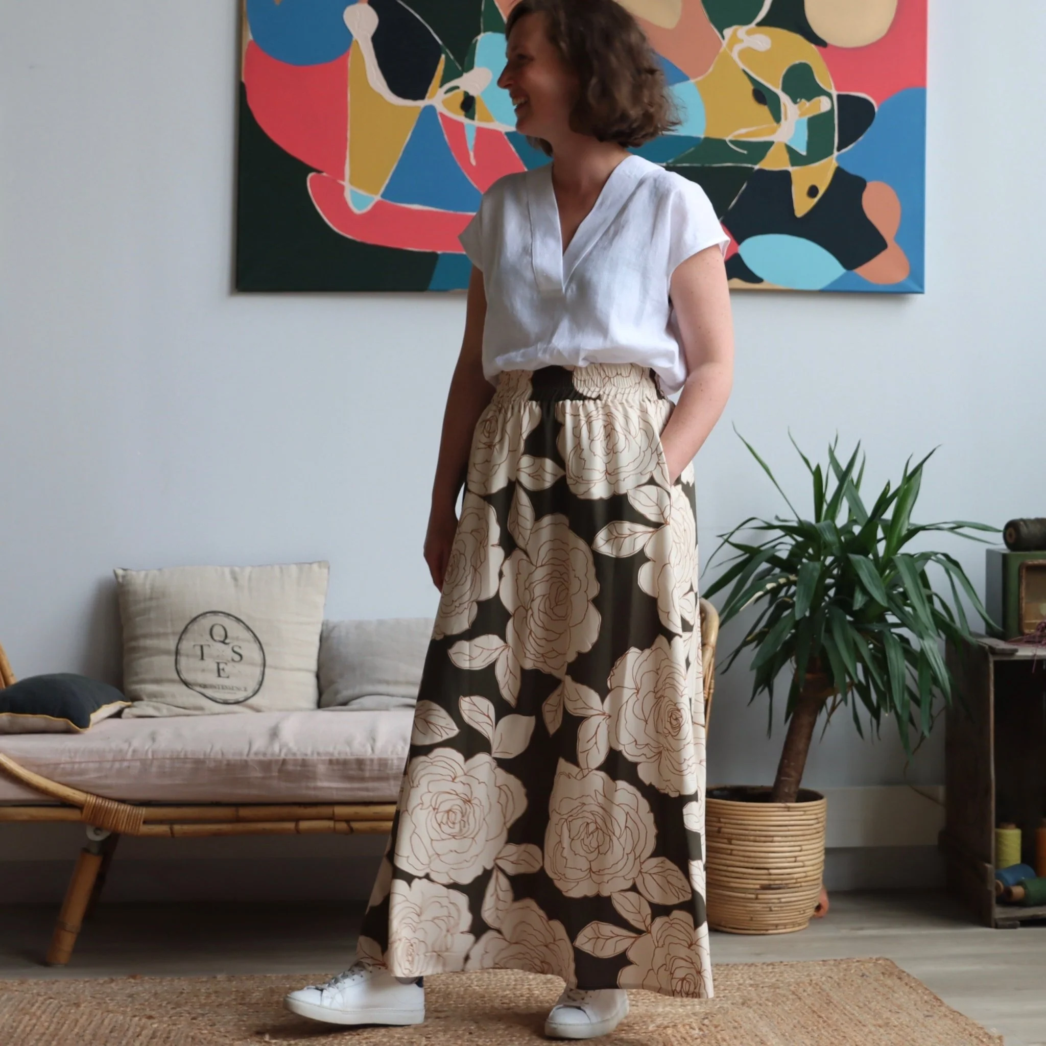 Jupe Tao Viscose fleurs d'Arz - 102cm de hauteur - Image 3