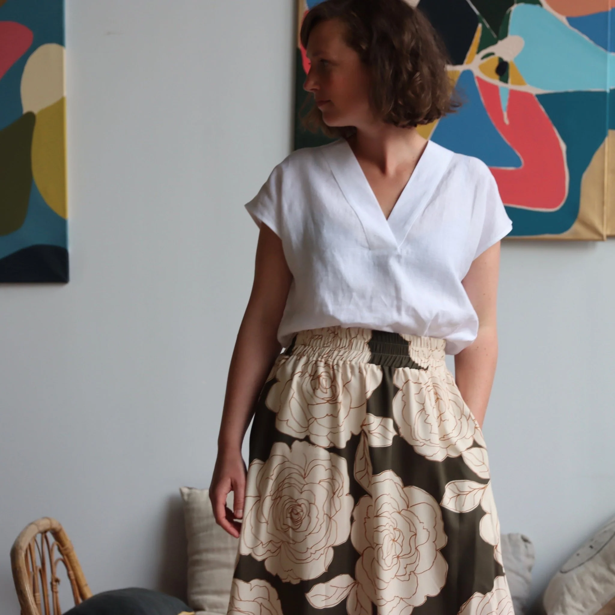 Jupe Tao Viscose fleurs d'Arz - 102cm de hauteur - Image 4