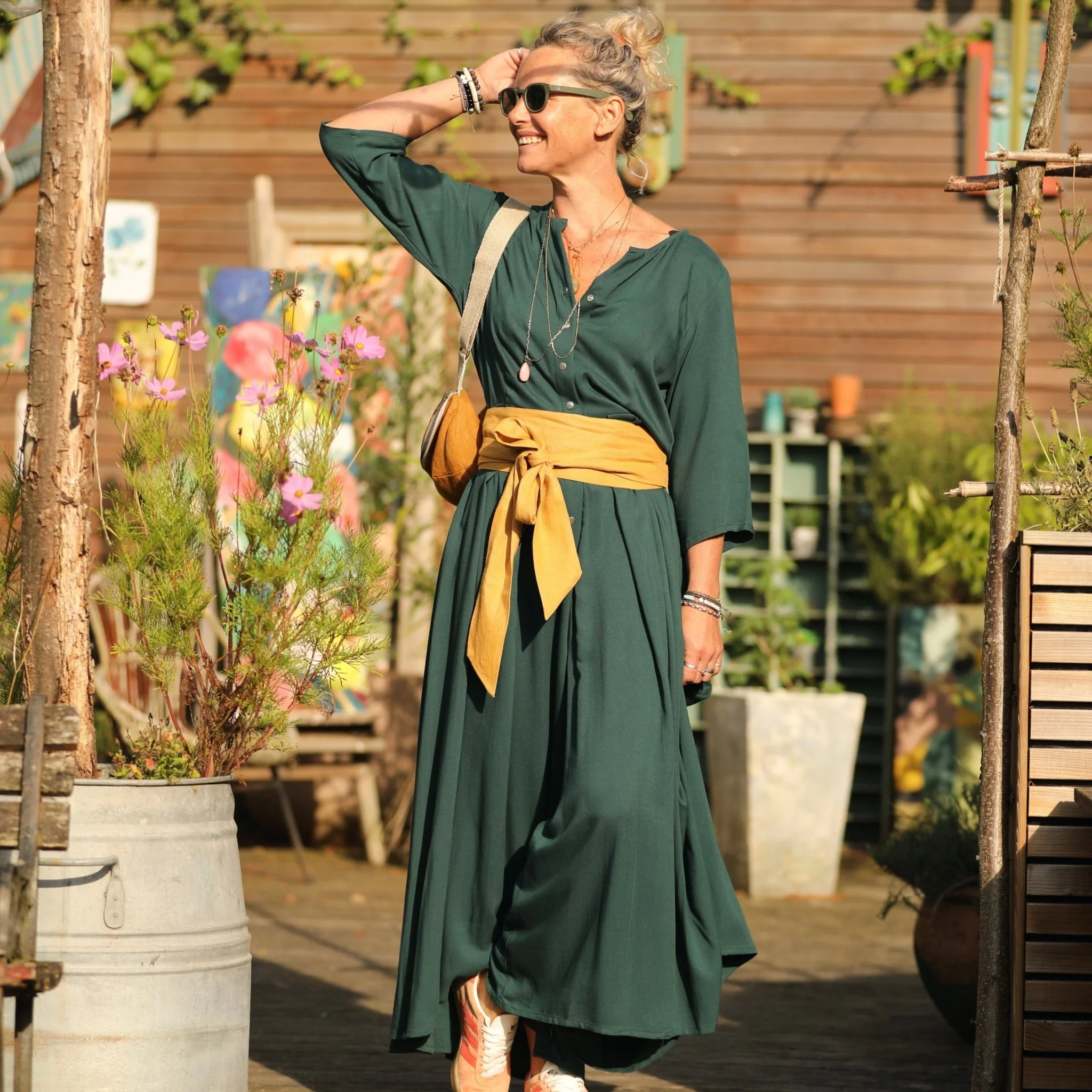 La combi India manches 3/4 en viscose vert anglais - Image 9
