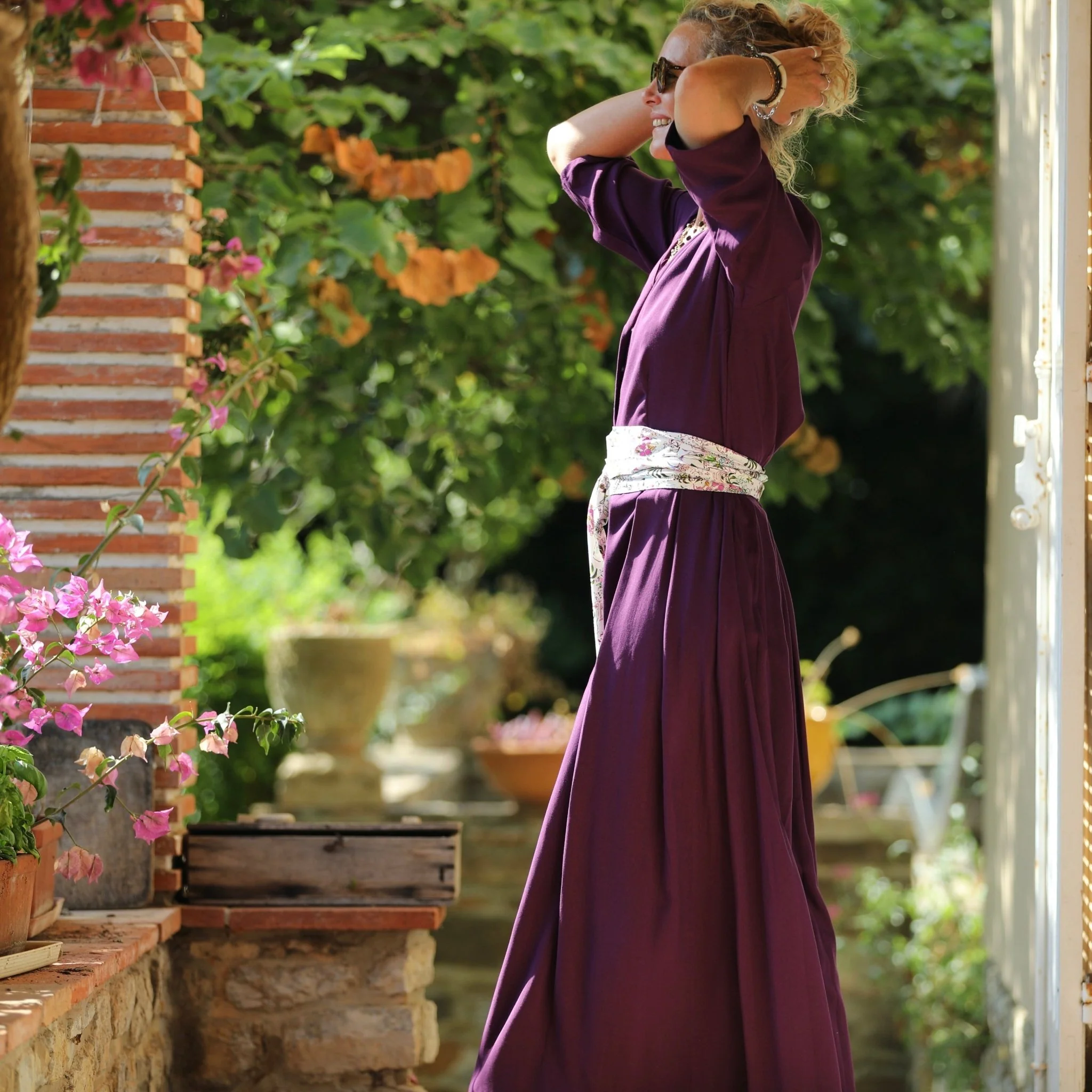La combi India manches 3/4 en viscose lilas - Image 4