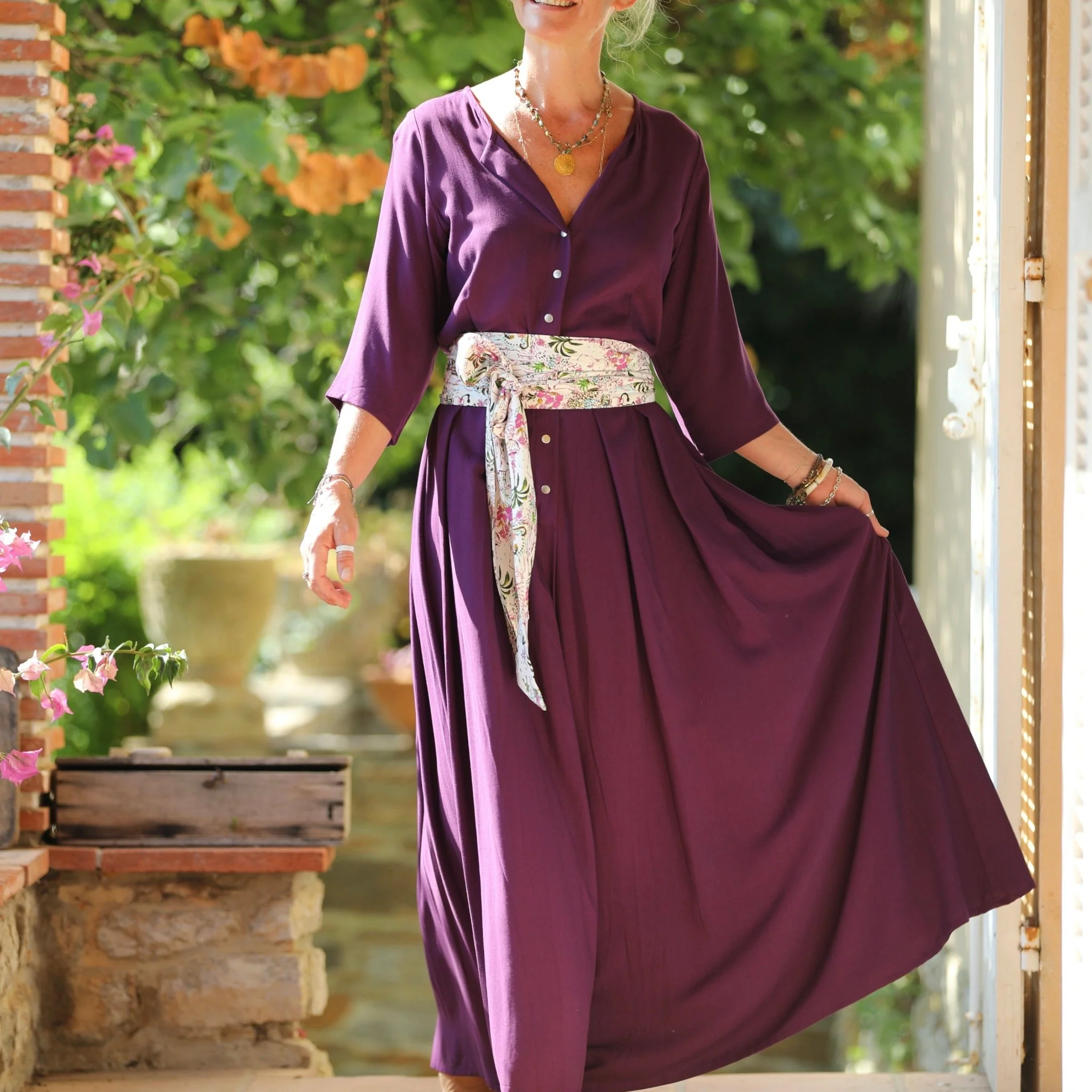 La combi India manches 3/4 en viscose lilas - Image 6