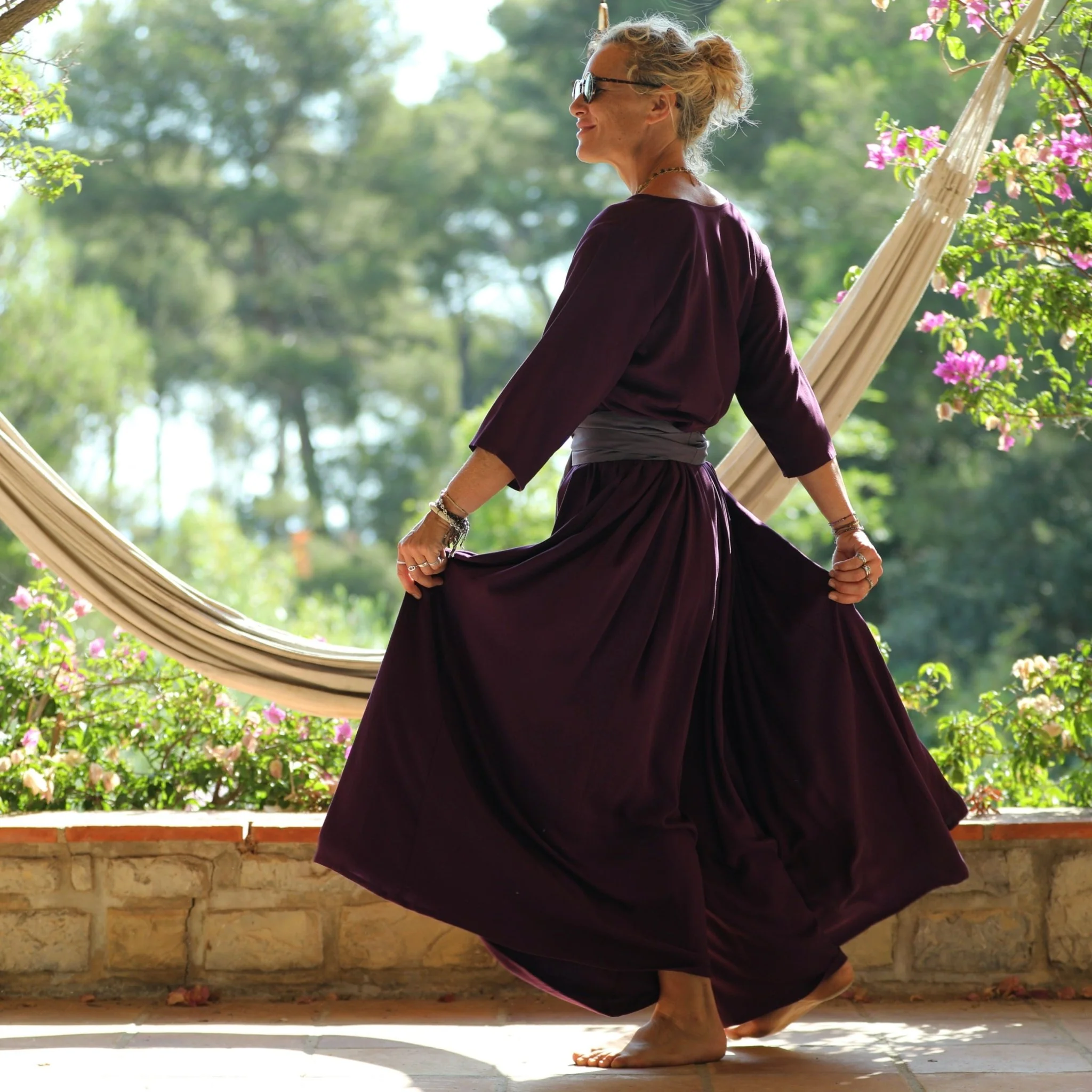 La combi India manches 3/4 en viscose lilas - Image 7
